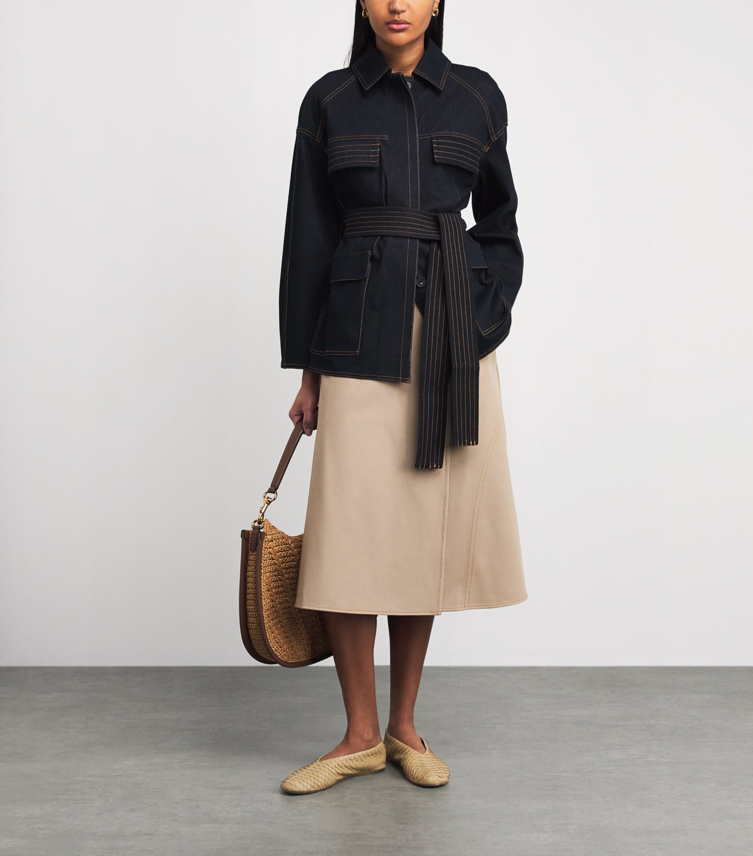 Denim Jersey Belted Jacket 003 MIDNIGHT BLUE Image 2