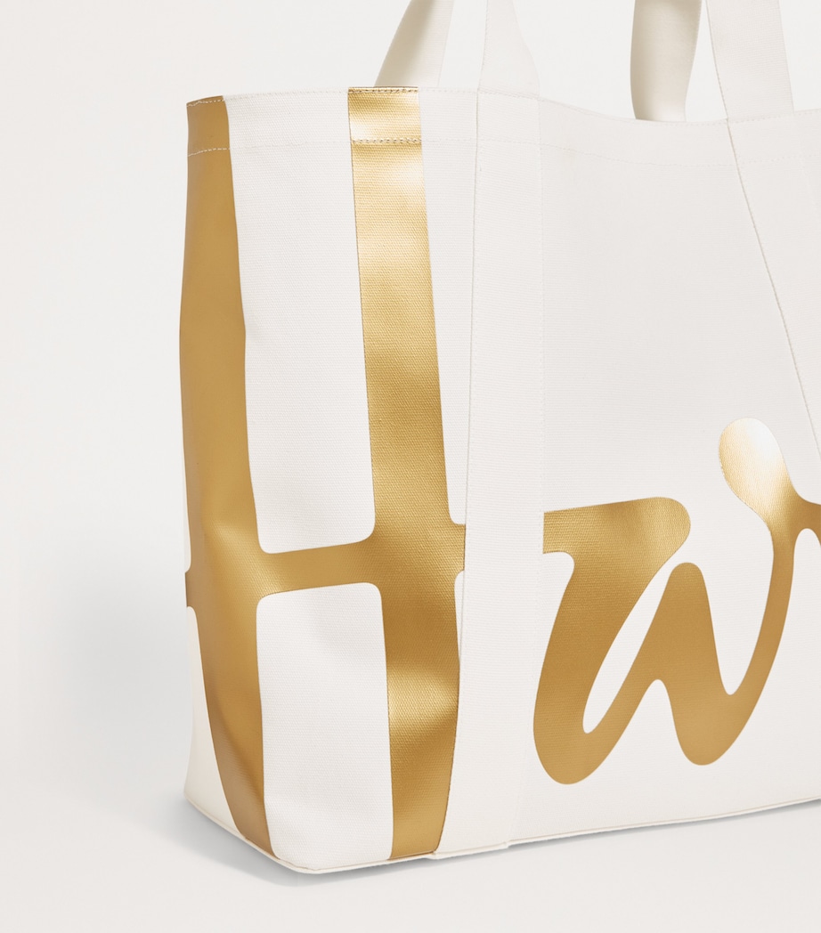 Large Cotton Logo Tote Bag IVORY Image 4