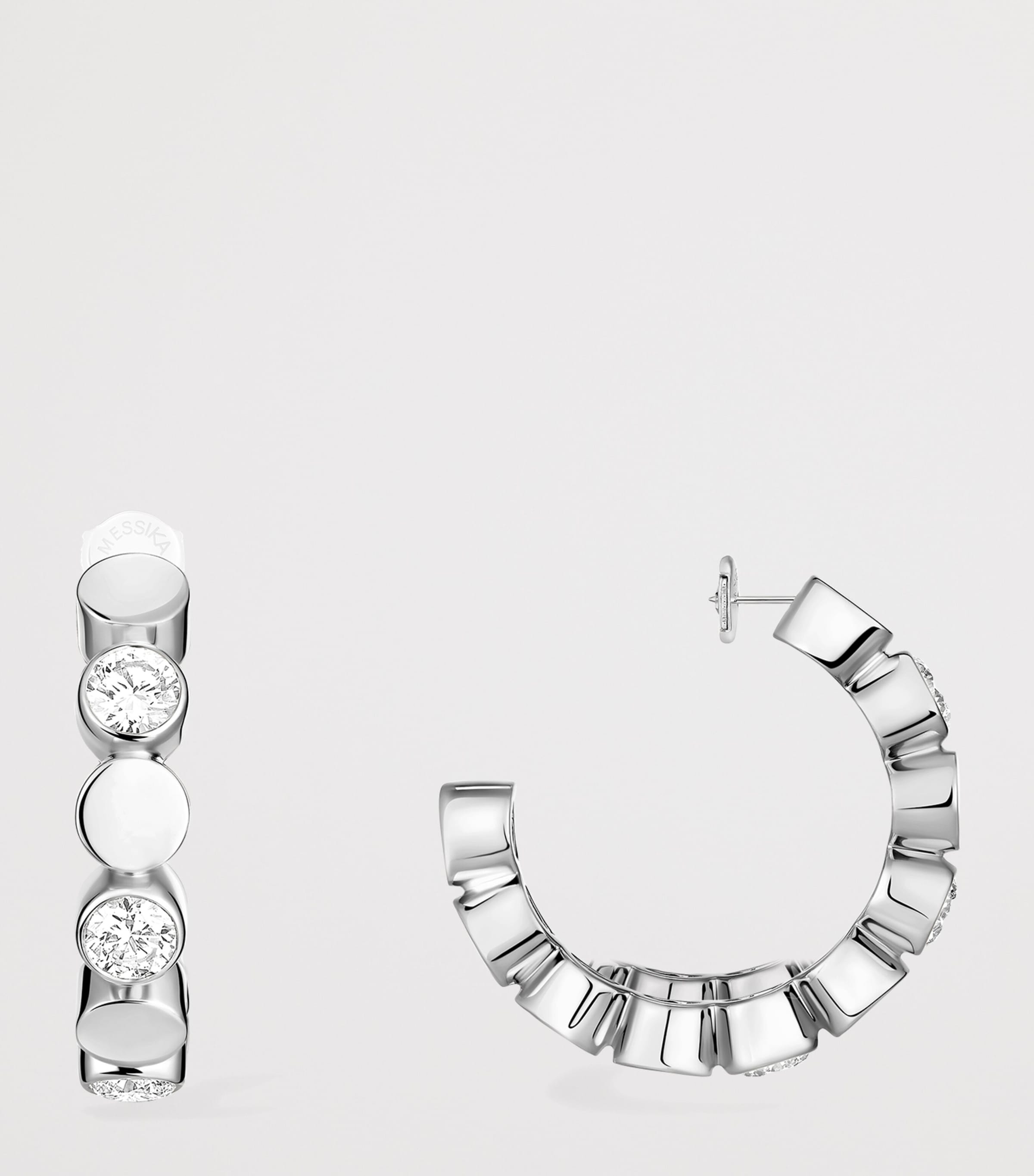 Messika D-Vibes Mini Diamond and White Gold Hoop Earrings White Gold Image 3