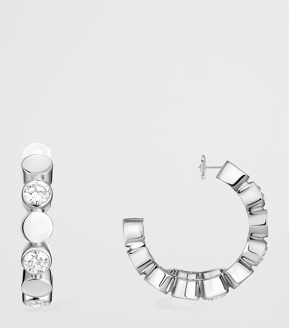 Messika D-Vibes Mini Diamond and White Gold Hoop Earrings White Gold Image 3