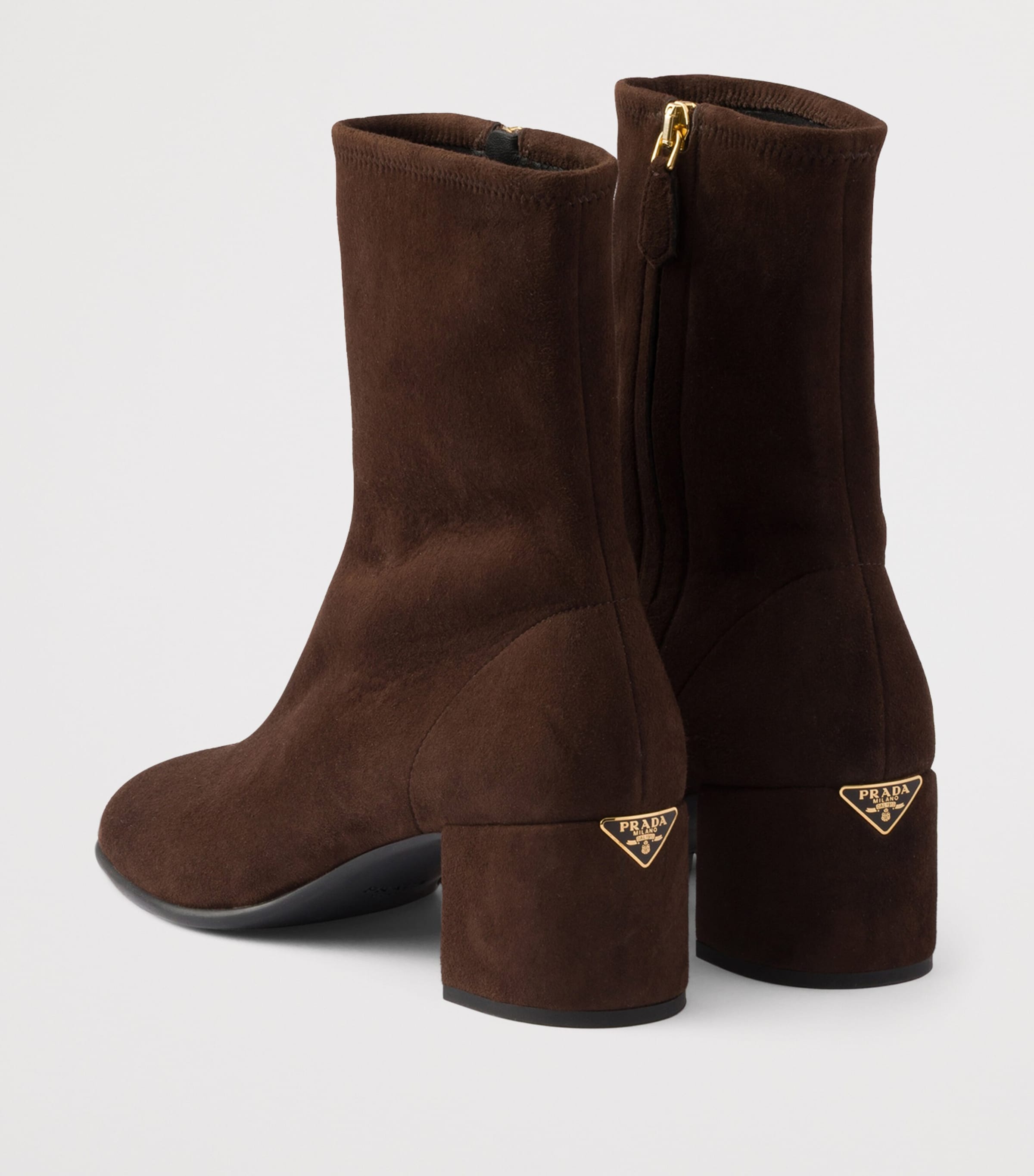 Prada Suede Stretch Booties Ankle Boots 55 Brown Image 4