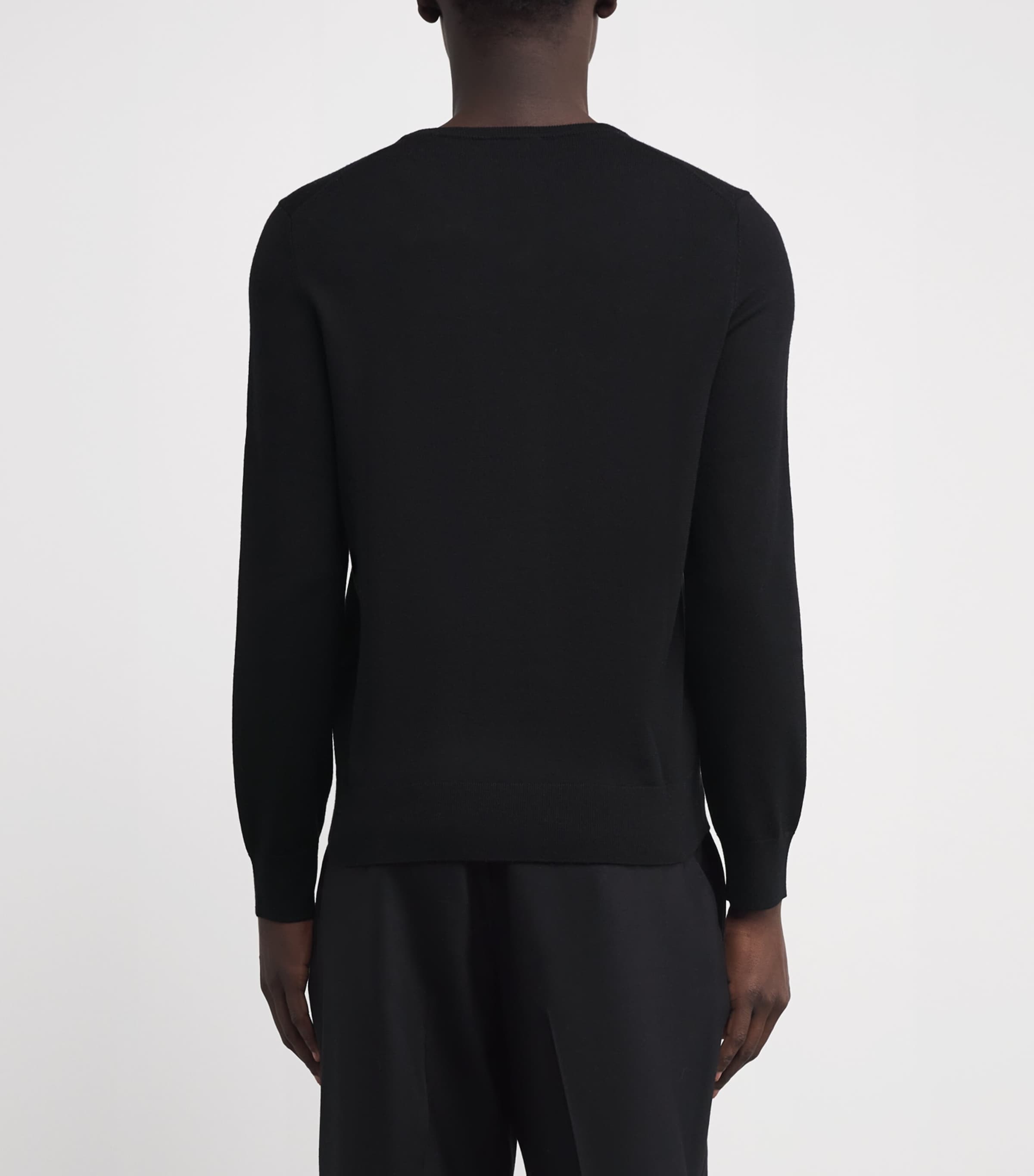 Wool V-Neck Sweatshirt BLACK Image 4