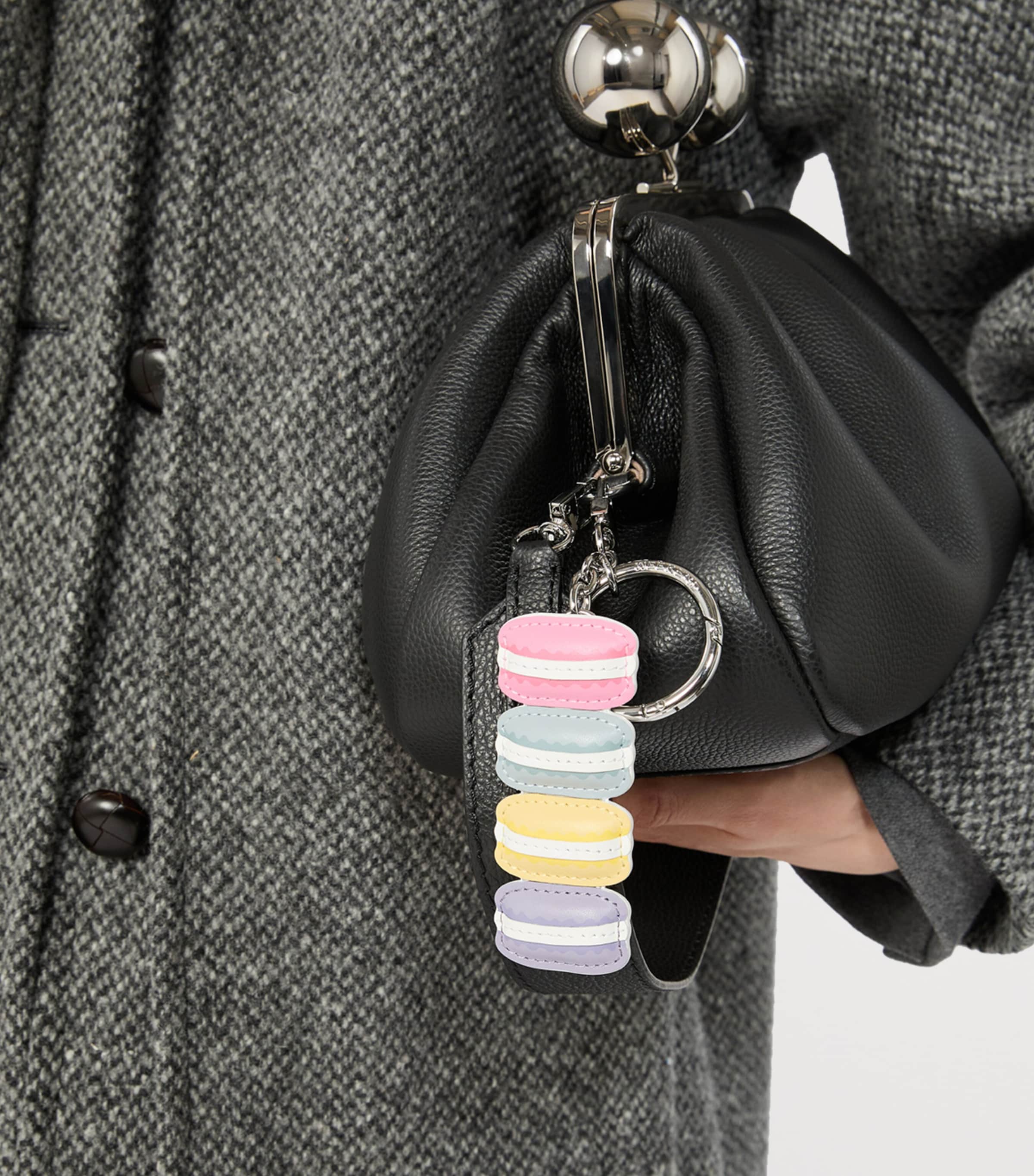 Weekend Max Mara Leather Macaron Keyring Fuchsia Image 2