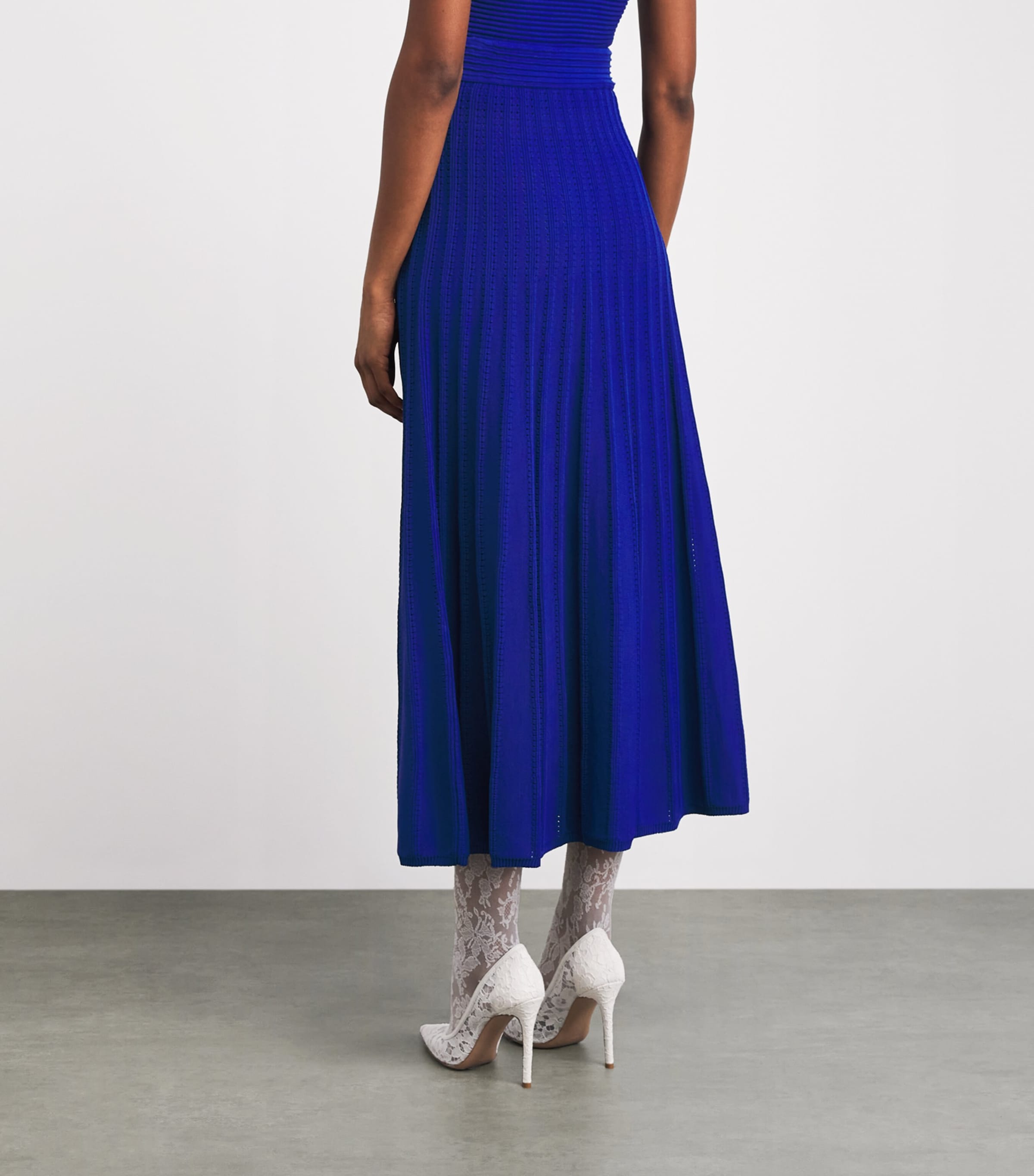 Edeline Lee Womens Knitted Pleated Midi Skirt Roy/royal Blue Image 5