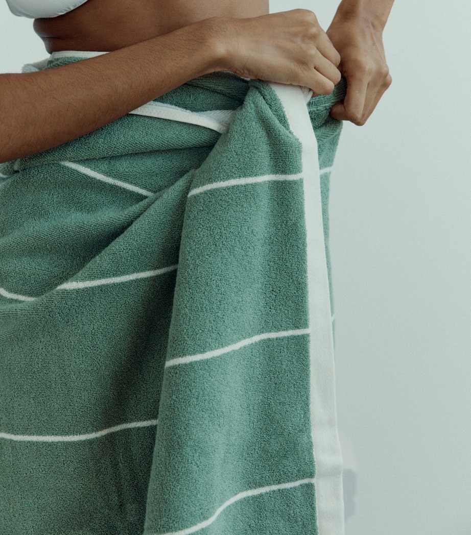 Check Miles Beach Towel (90cm x 170cm) SAGE / CHALK Image 4