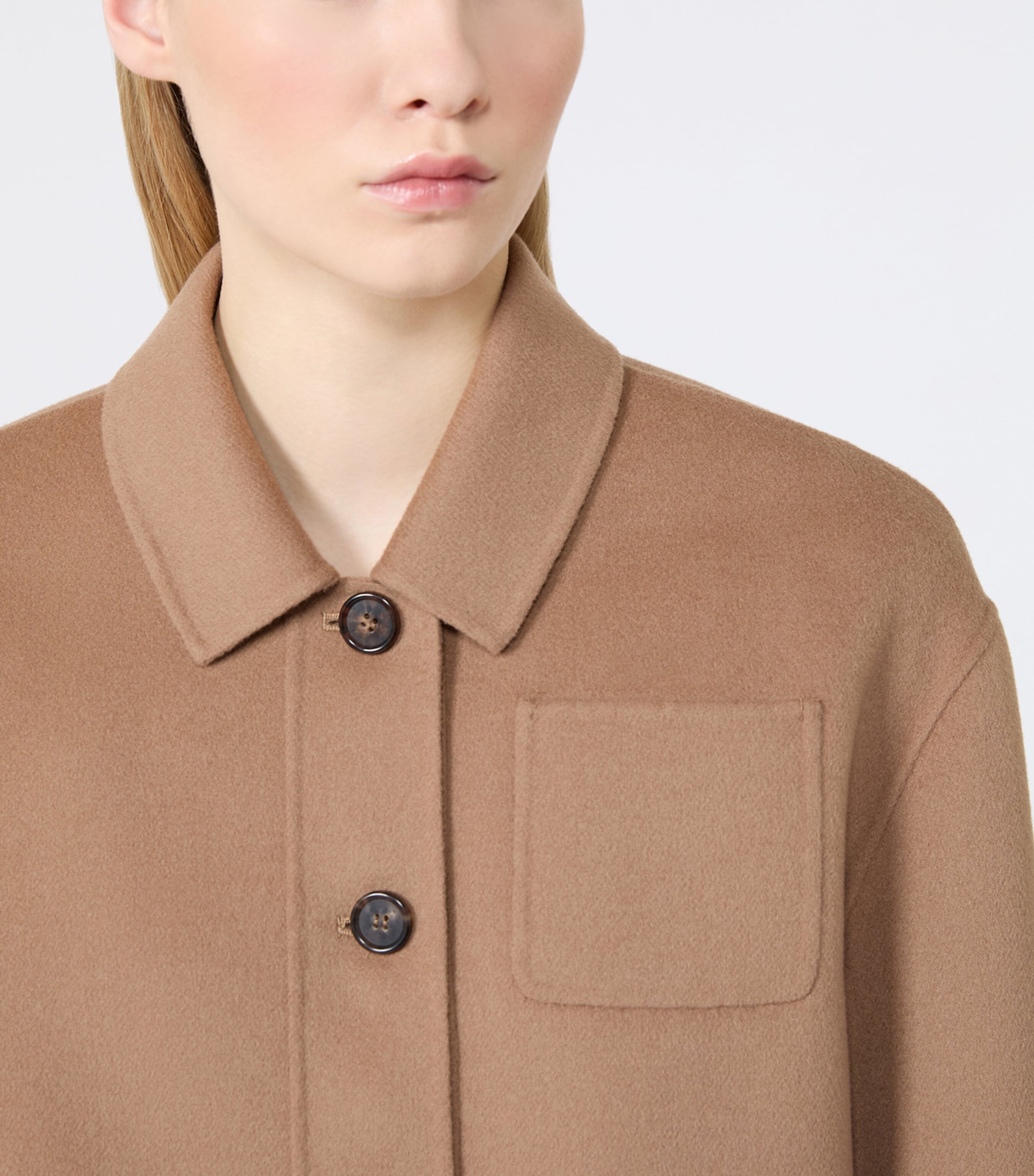 Max Mara Womens Virgin Wool Cropped Jacket Camel Image 5