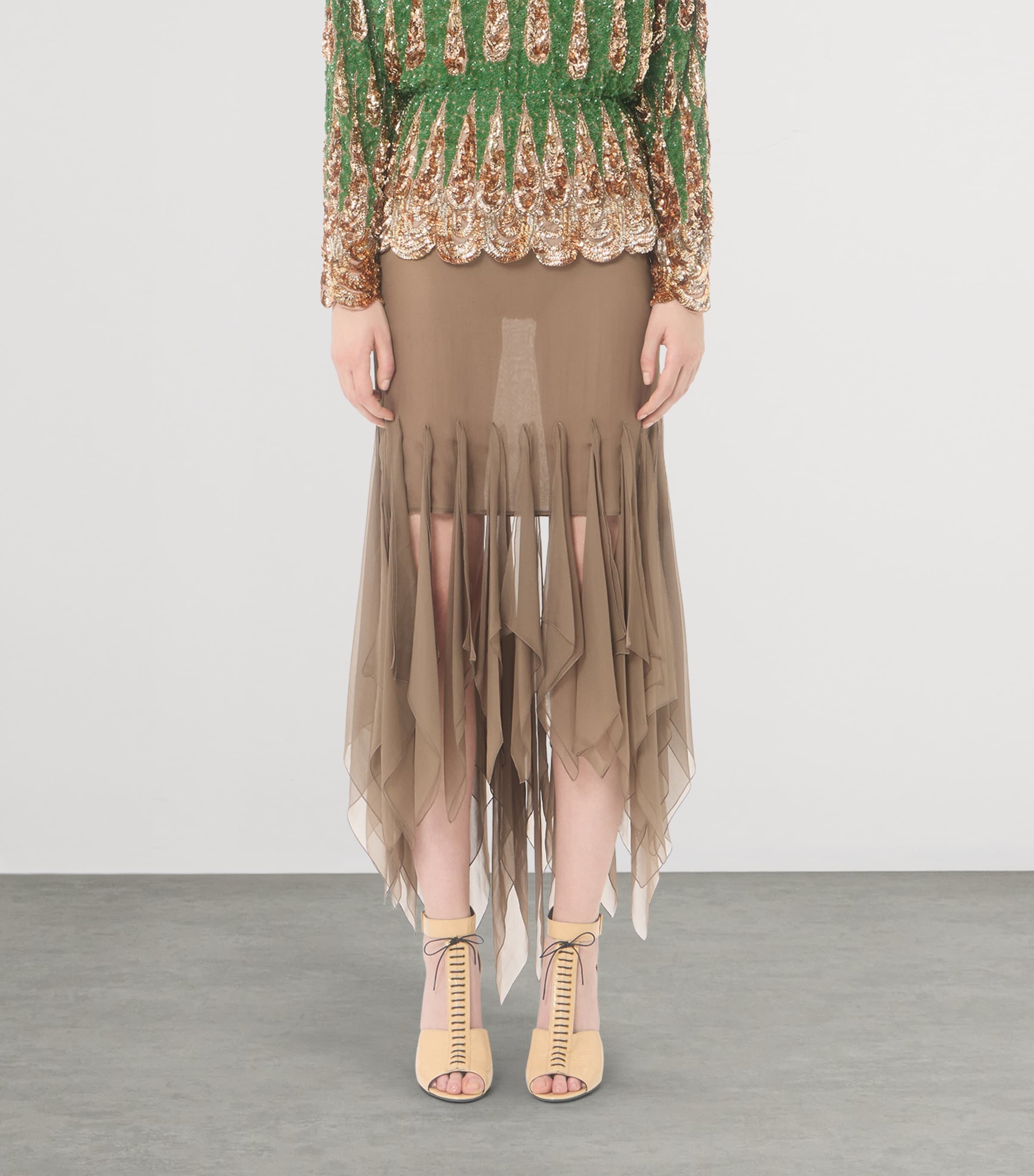 Valentino Womens Silk Ruffle-Embroidered Midi Skirt Flp Image 2