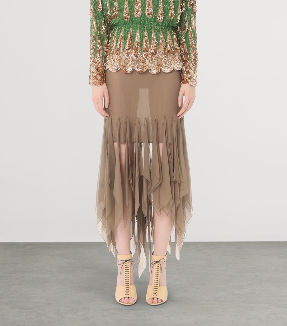 Valentino Womens Silk Ruffle-Embroidered Midi Skirt Flp Image 2