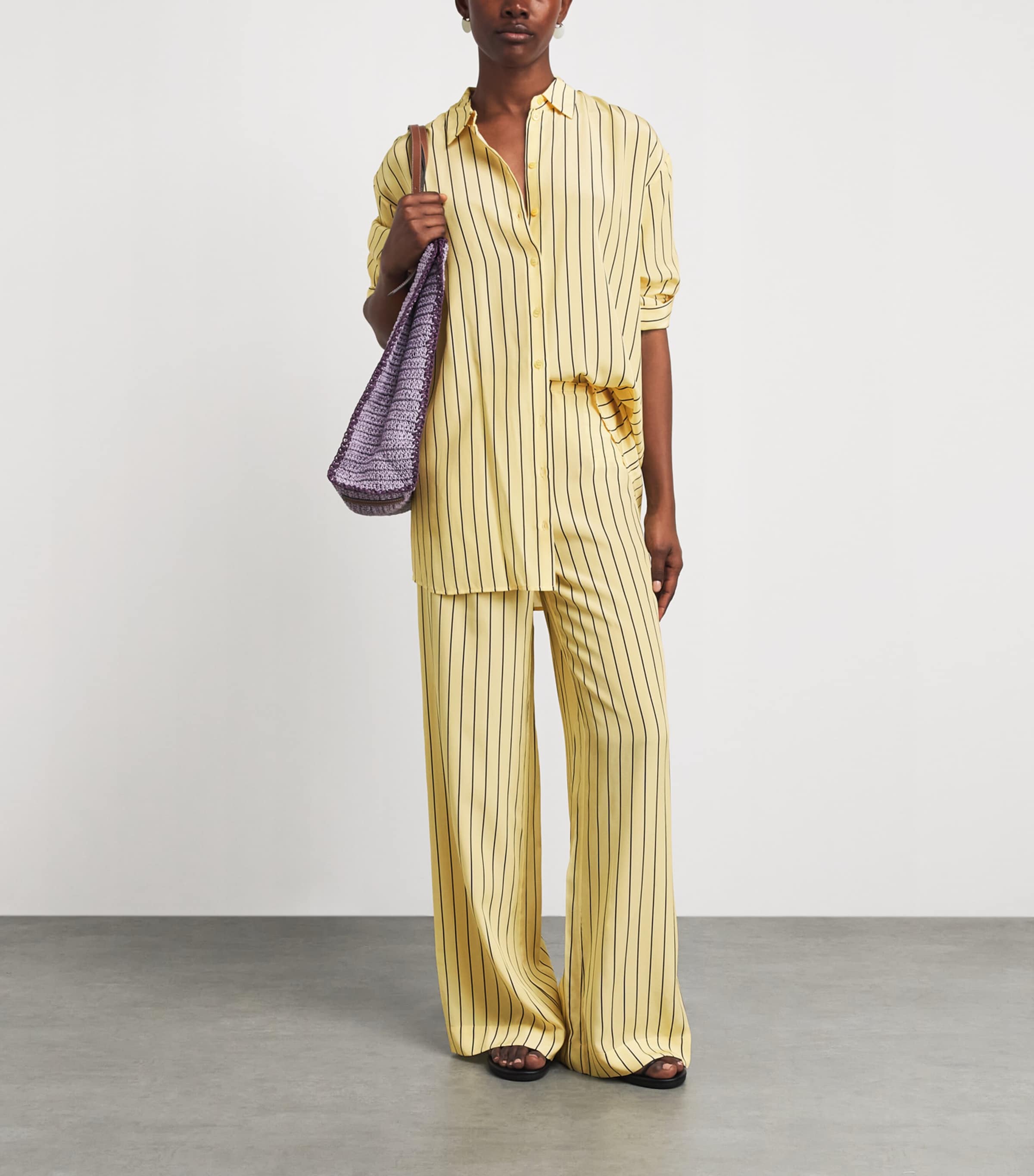 STAUD Womens Silk Stripe Stroll Trousers Mons Monday Image 2