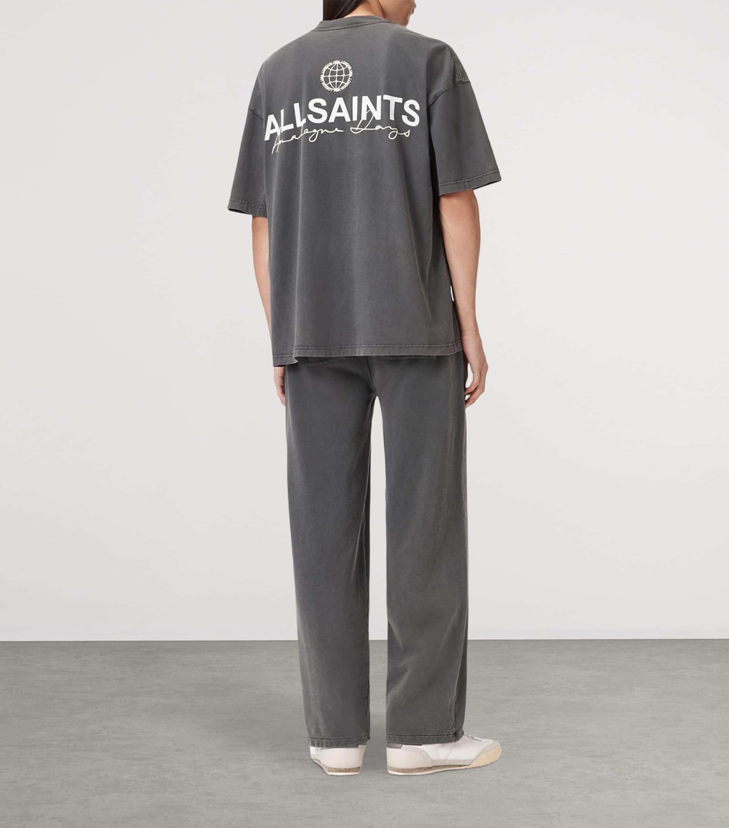 AllSaints Mens Organic Cotton Emblem Sweatpants Washed Black Image 7