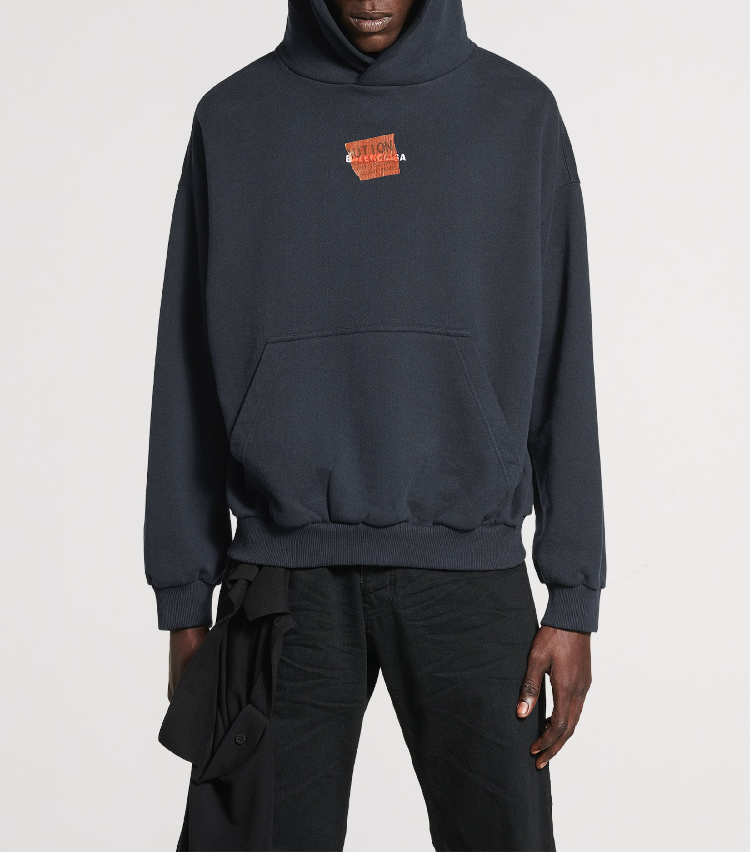 Balenciaga Mens Cotton Caution Hoodie Image 2