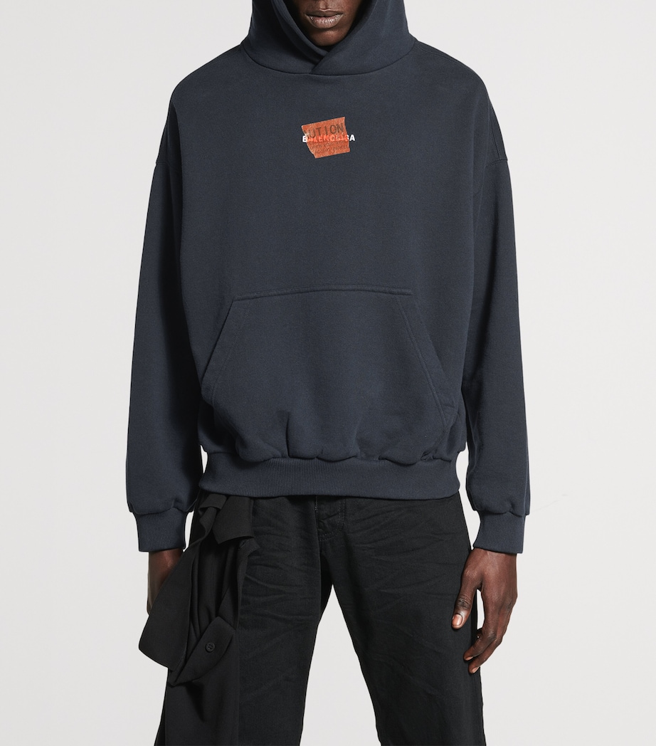 Balenciaga Mens Cotton Caution Hoodie Image 2