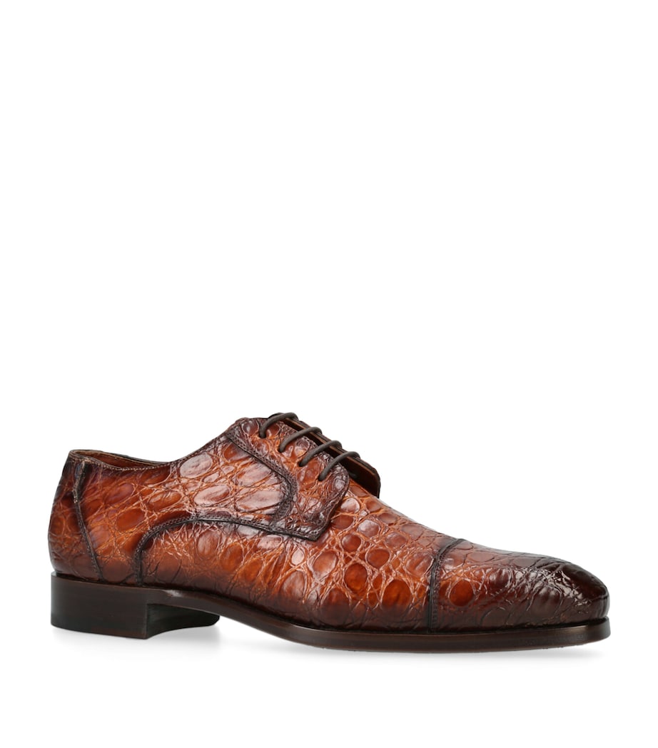 Magnanni Crocodile Leather Oxford Shoes Tan Image 3
