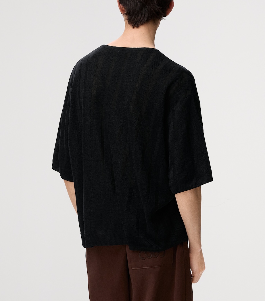 LOEWE Mens x Paula’s Ibiza Linen-Blend T-Shirt Black Image 4