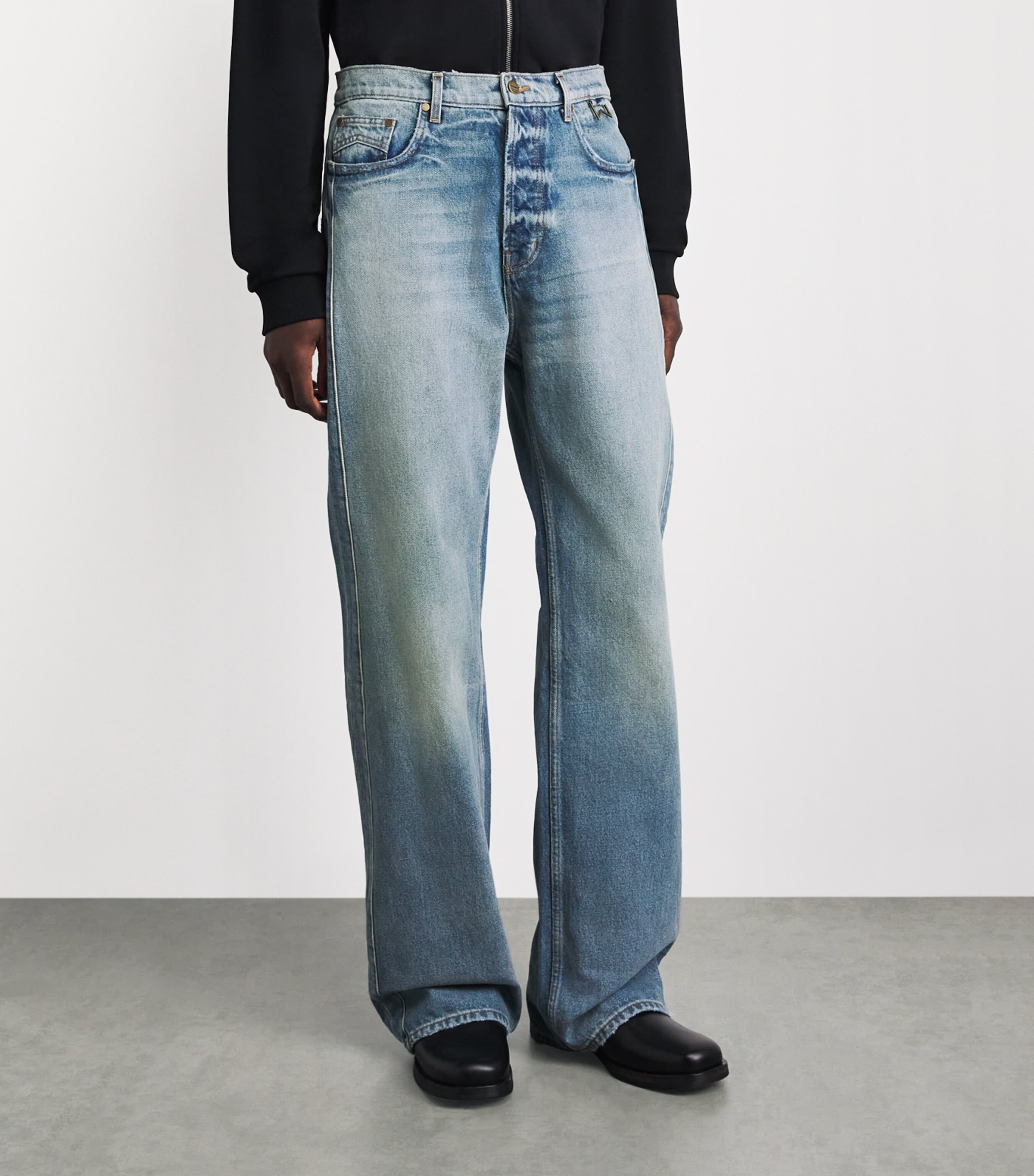 Rhude Mens Traxedo Relaxed Jeans Woodlnd Wht Image 4