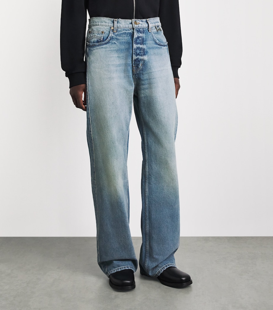 Rhude Mens Traxedo Relaxed Jeans Woodlnd Wht Image 4