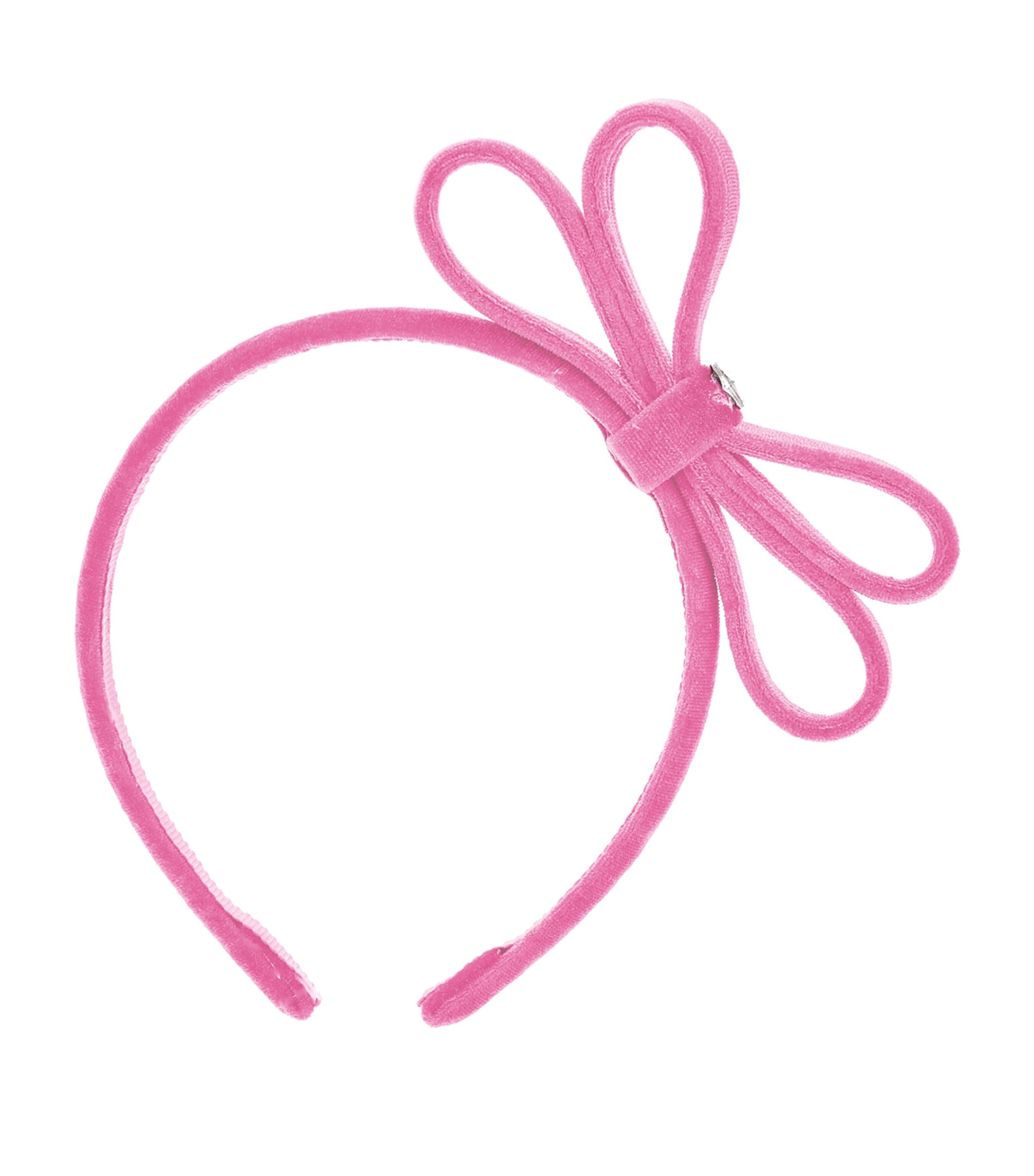 Monnalisa Kids' Velvet Double-bow Headband In Pink