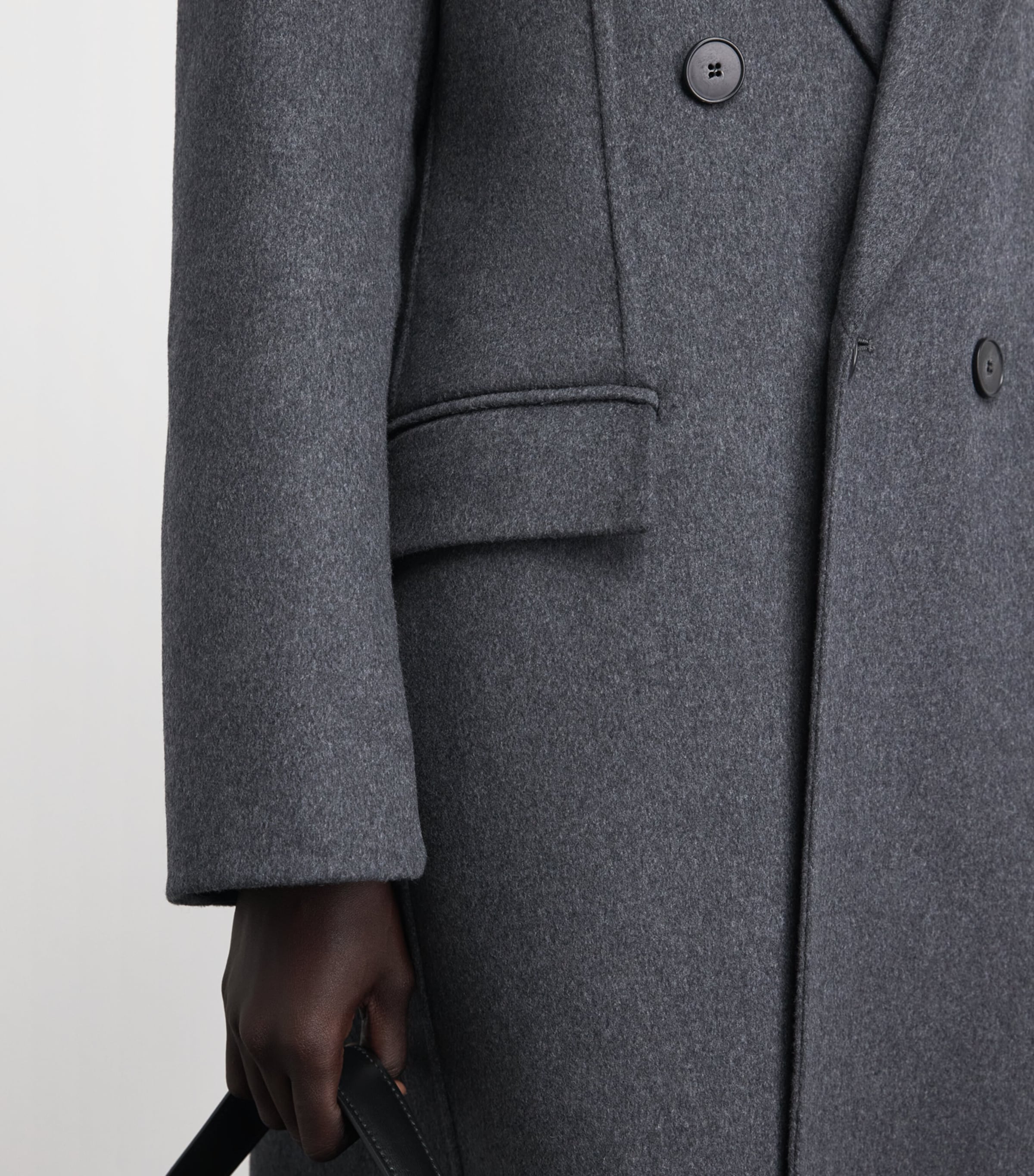 Victoria Beckham Womens Wool-Cashmere Double-Faced Overcoat Dark Grey Melange Image 3