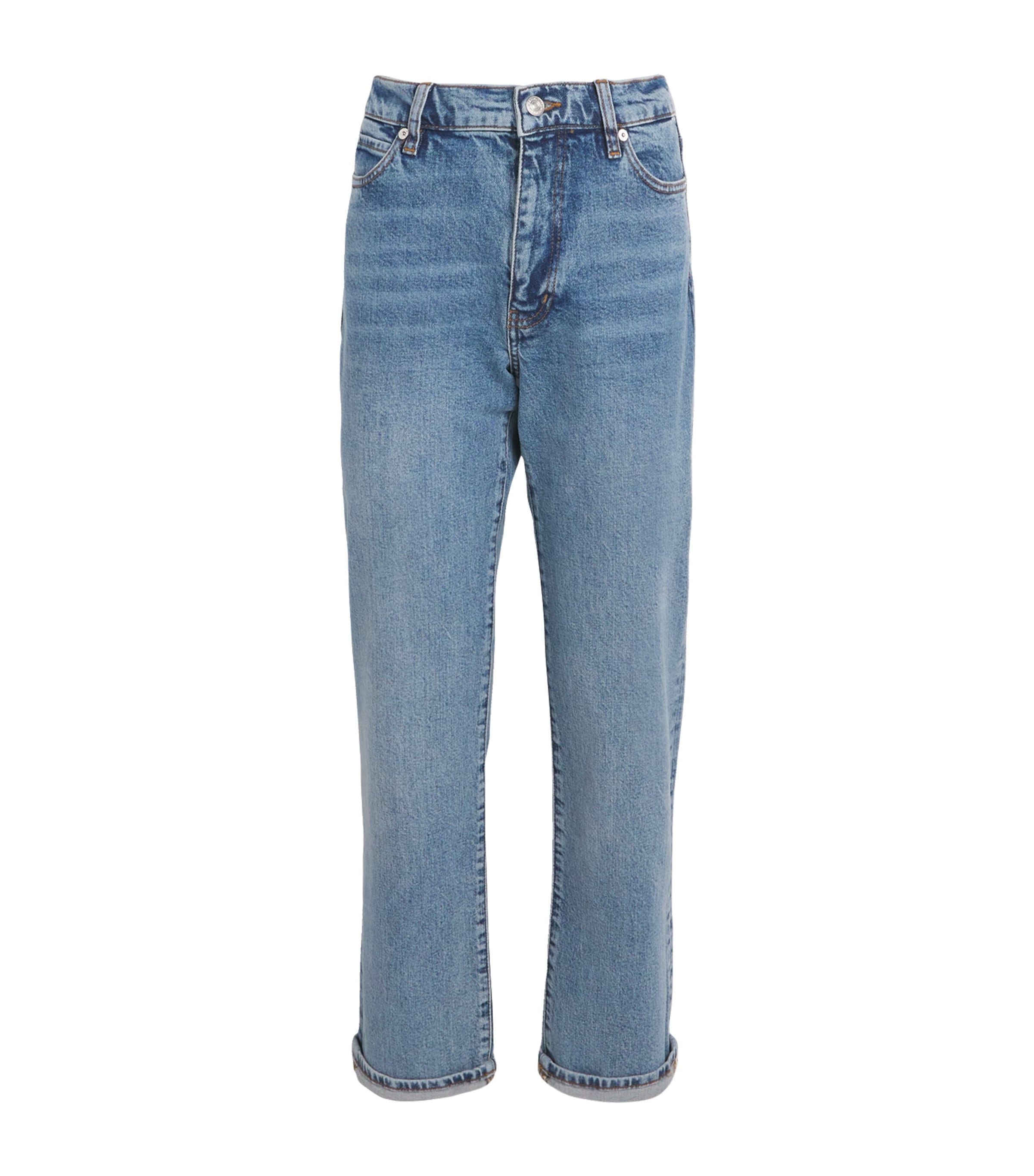Frame Le Sleek Straight High Rise Jeans In Flip In Blue