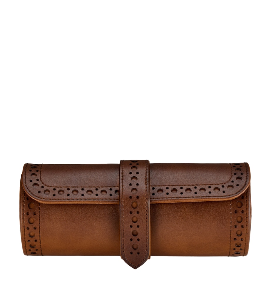 WOLF Brogue Triple Watch Roll Burnished Brown Image 1