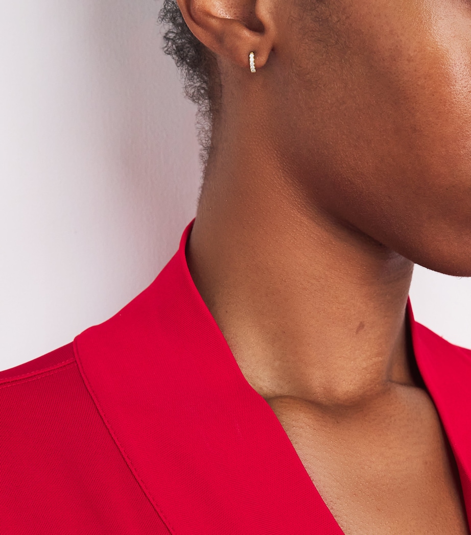 Mini Yellow Gold and Diamond Single Hoop Earring YELLOW GOLD Image 2