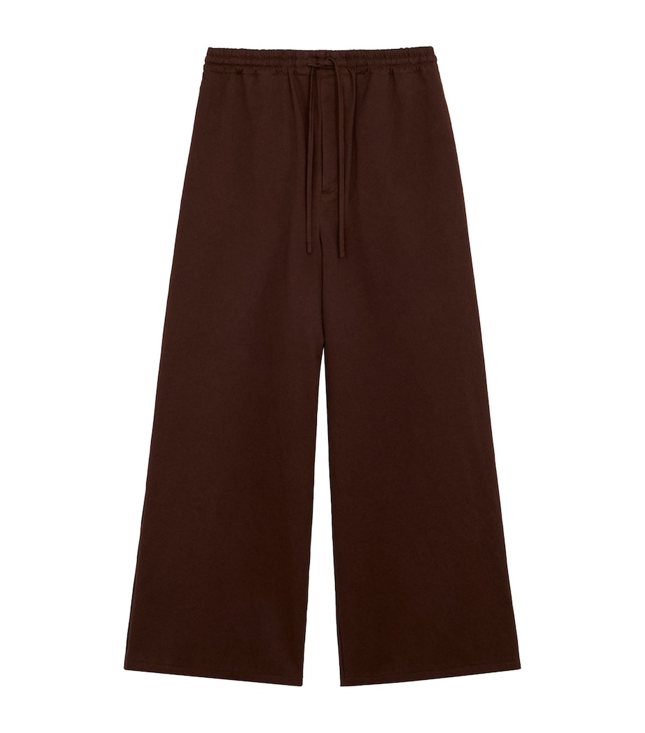 LOEWE Mens x Paula's Ibiza Cotton Satin Drawstring Trousers Chocolate Brown Image 1