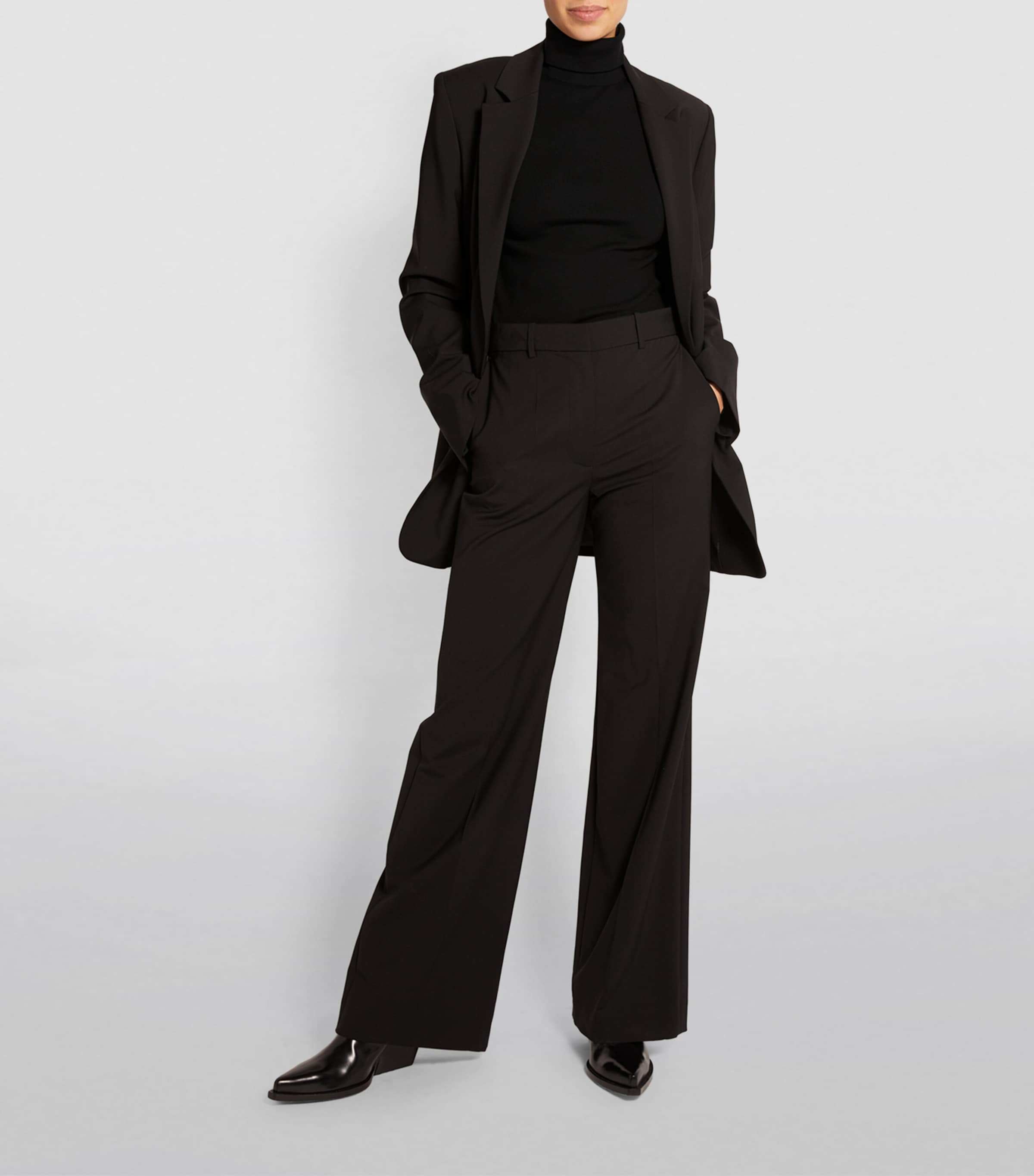 Silk Stretch High Neck Top BLACK Image 2