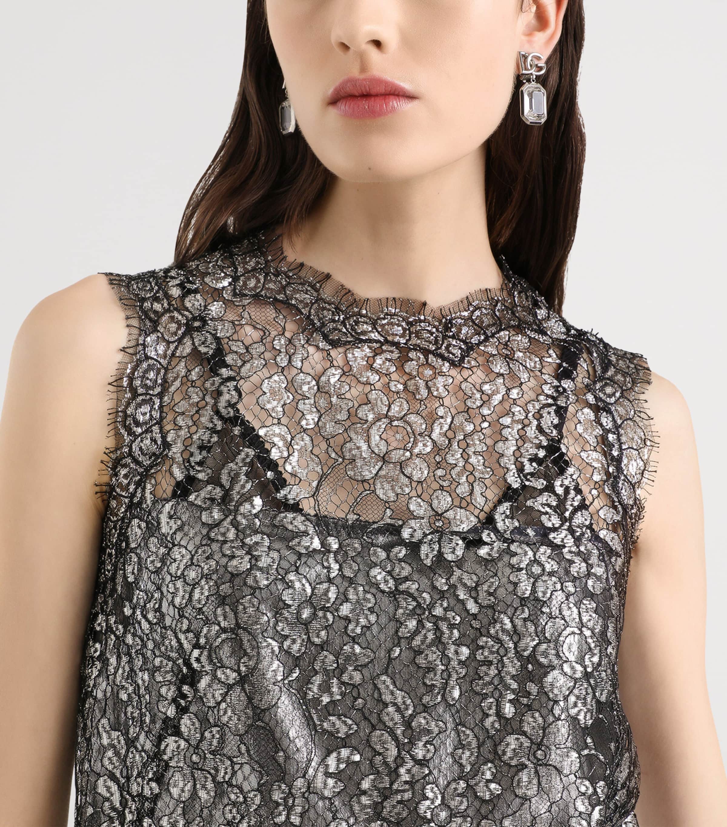 Lamé Lace Mini dress S0998-SILV Image 4