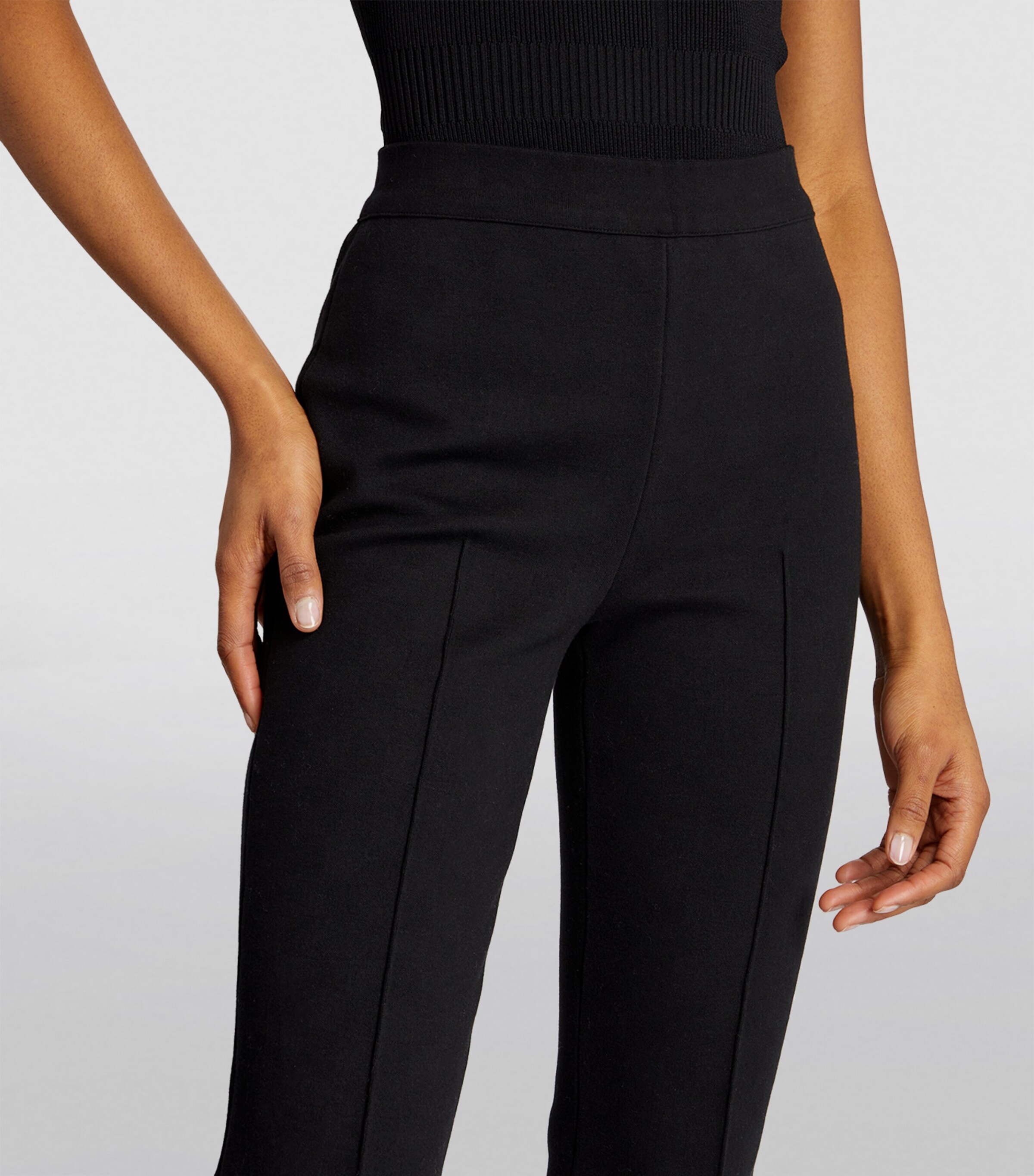 High Sport Womens Cropped Kick Flared Trousers Black Image 6