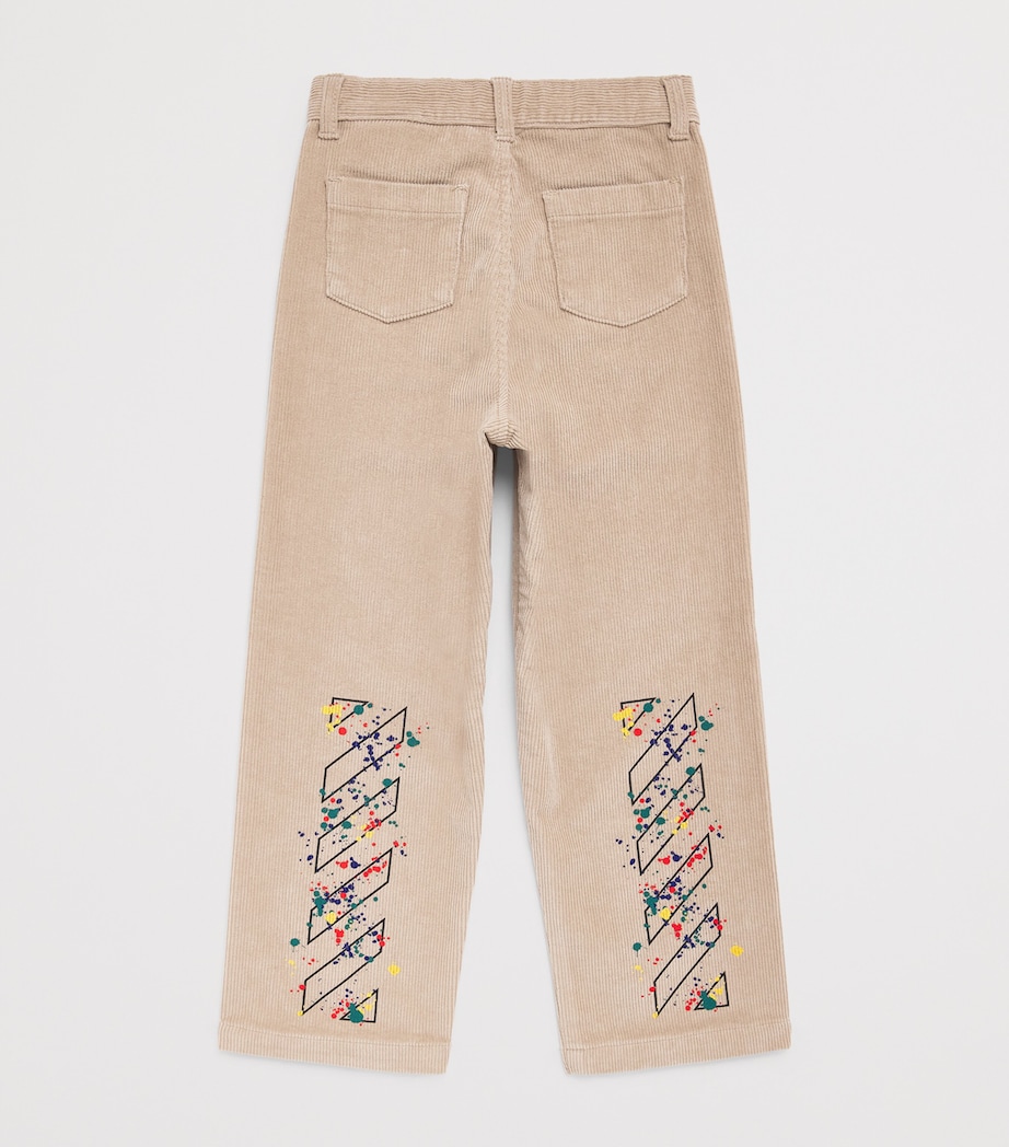 Corduroy Paint Splatter Cargo Trousers 1710SAND-BLACK Image 2
