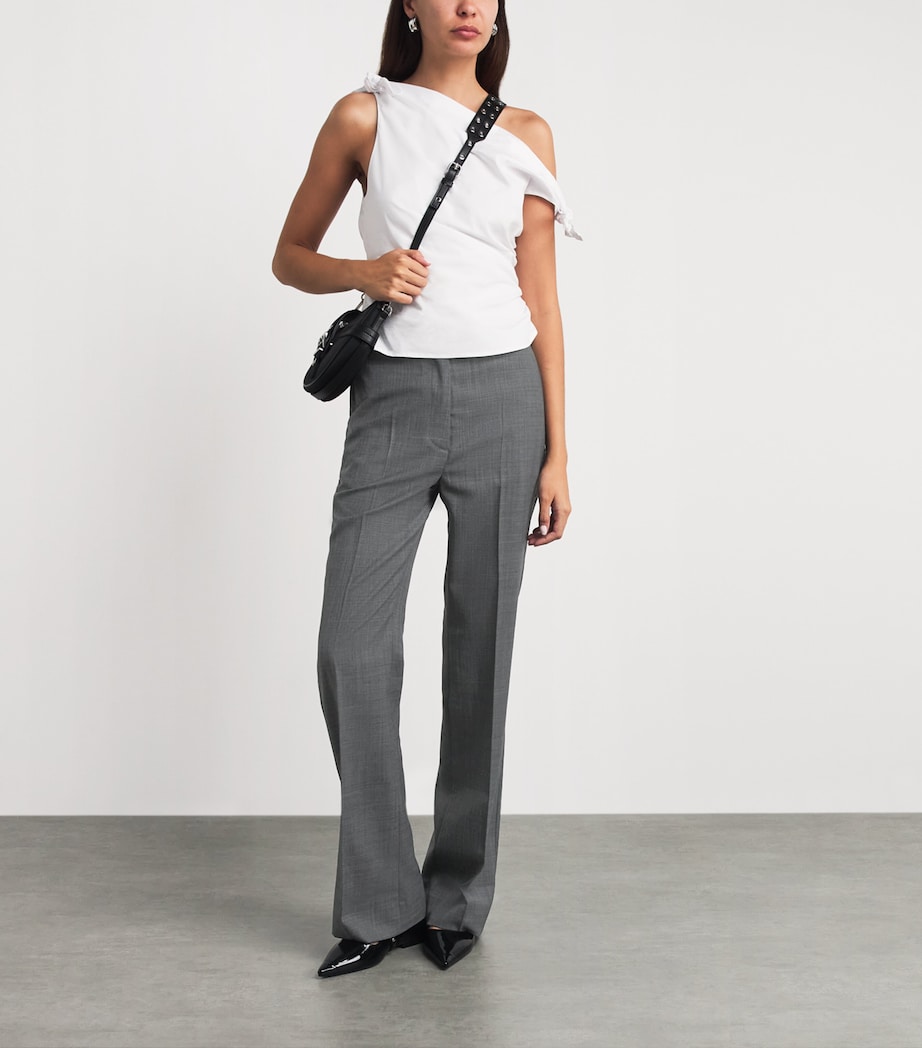 GANNI Womens Wool-Blend Straight Trousers Phantom Image 2
