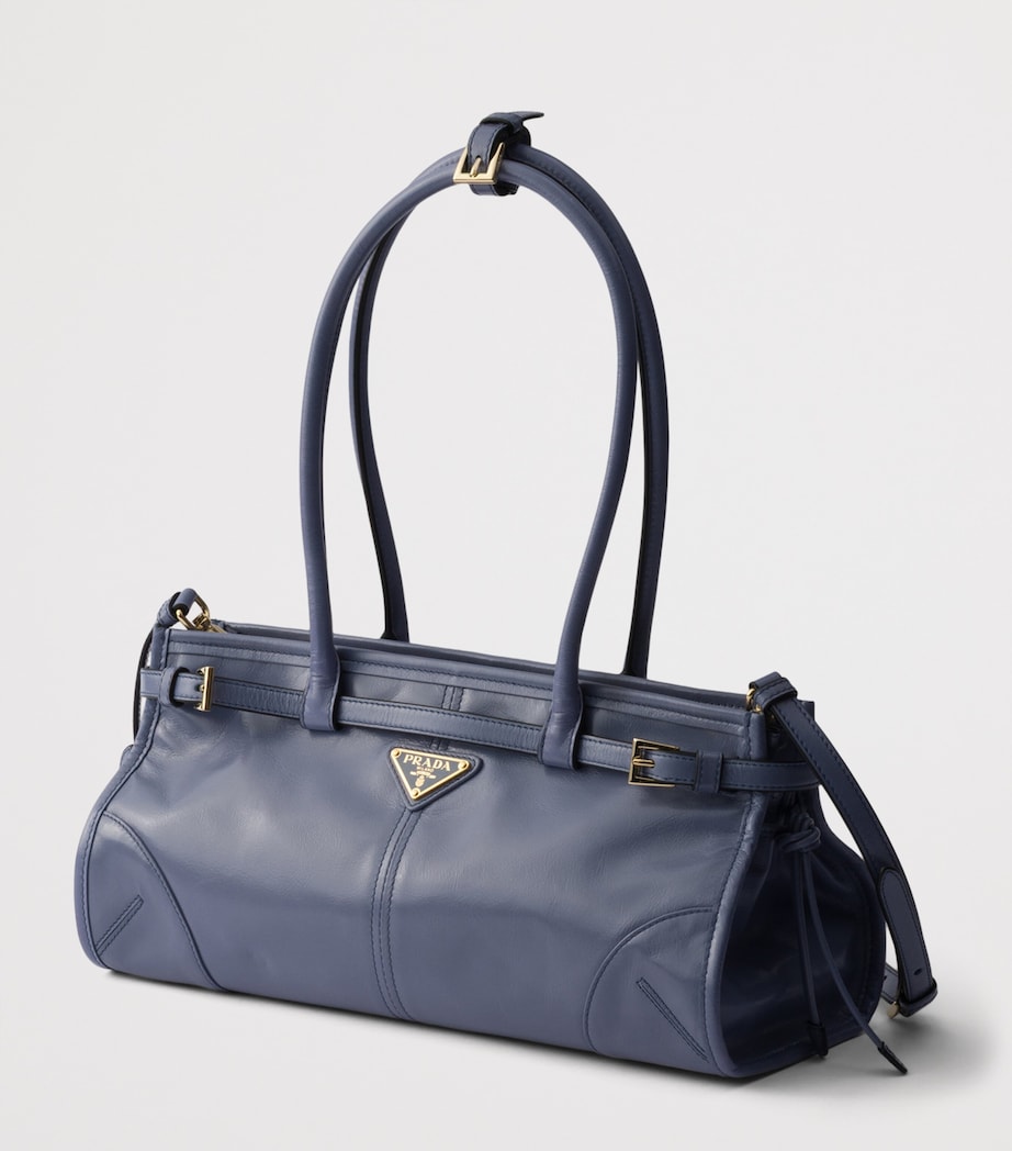 Prada Medium Leather Bonnie Top-Handle Bag Blue Image 2