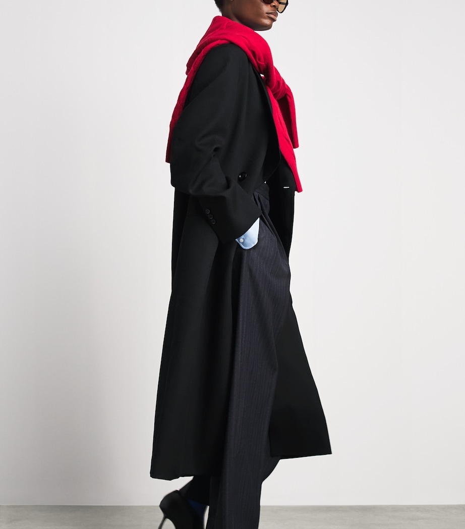 AMI Paris Womens Wool Double-Breasted Coat Noir Image 2
