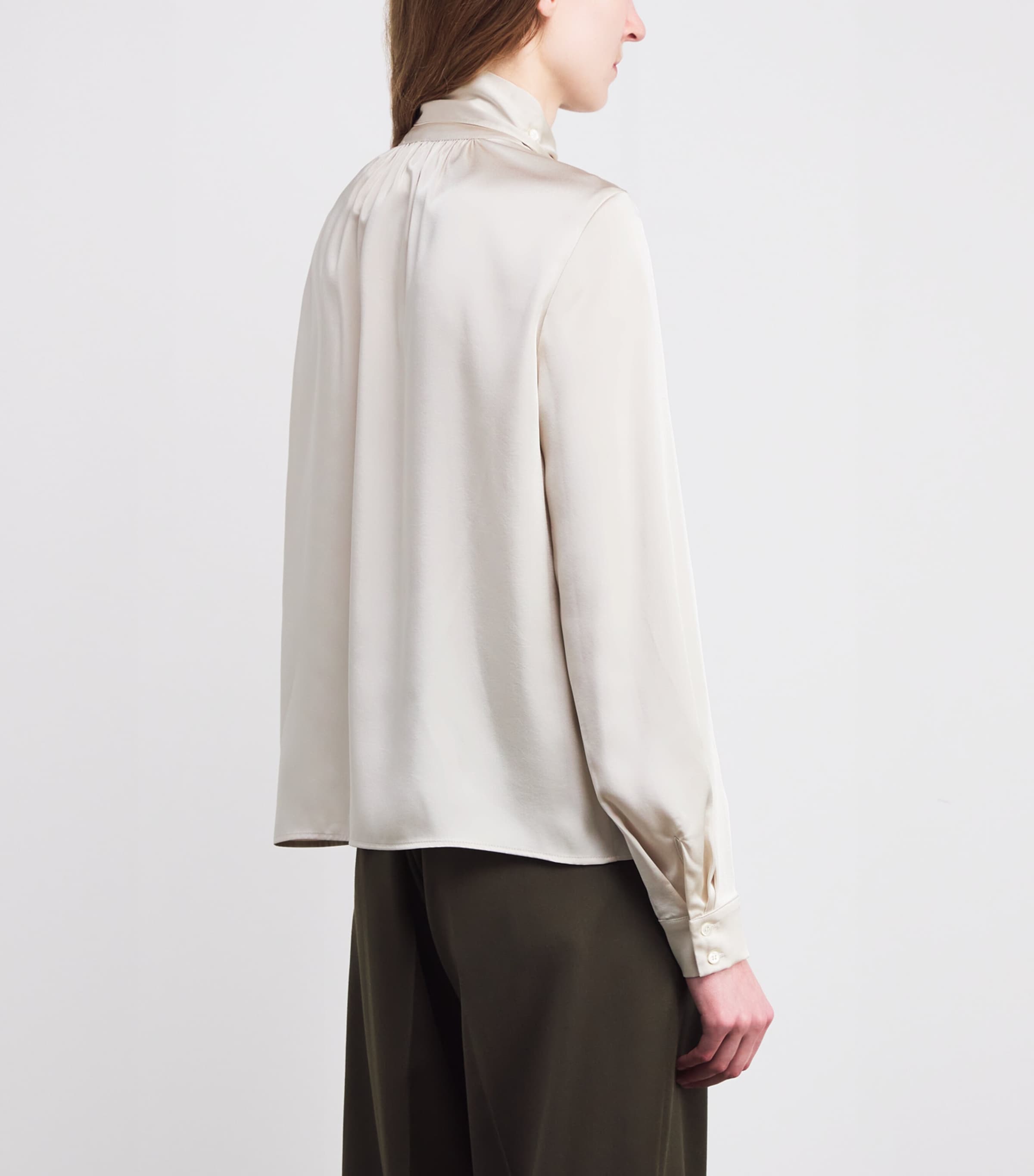 Satin Pussybow Blouse ICE BEIGE Image 4