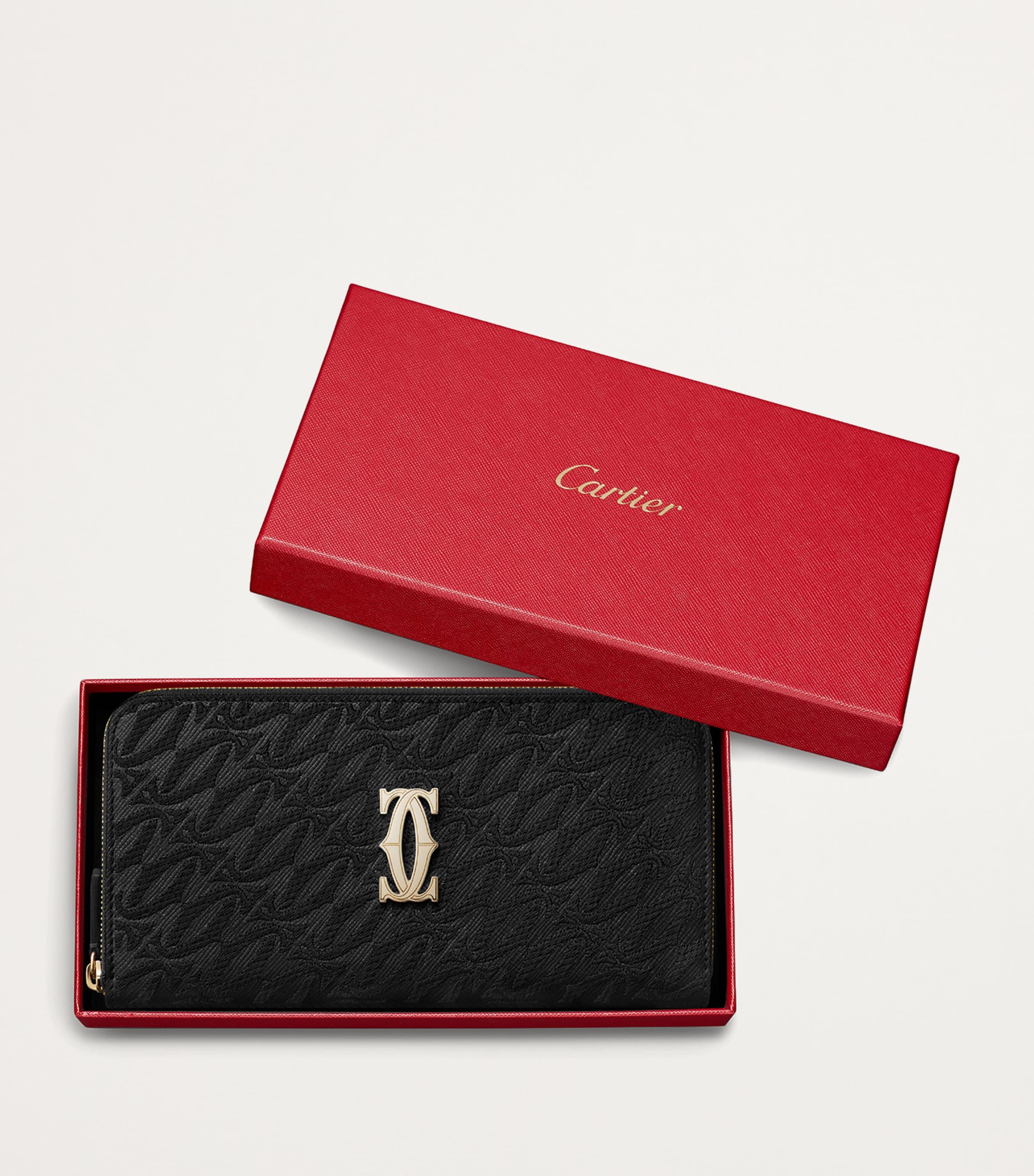 Leather C de Cartier International Zipped Wallet BLACK Image 3