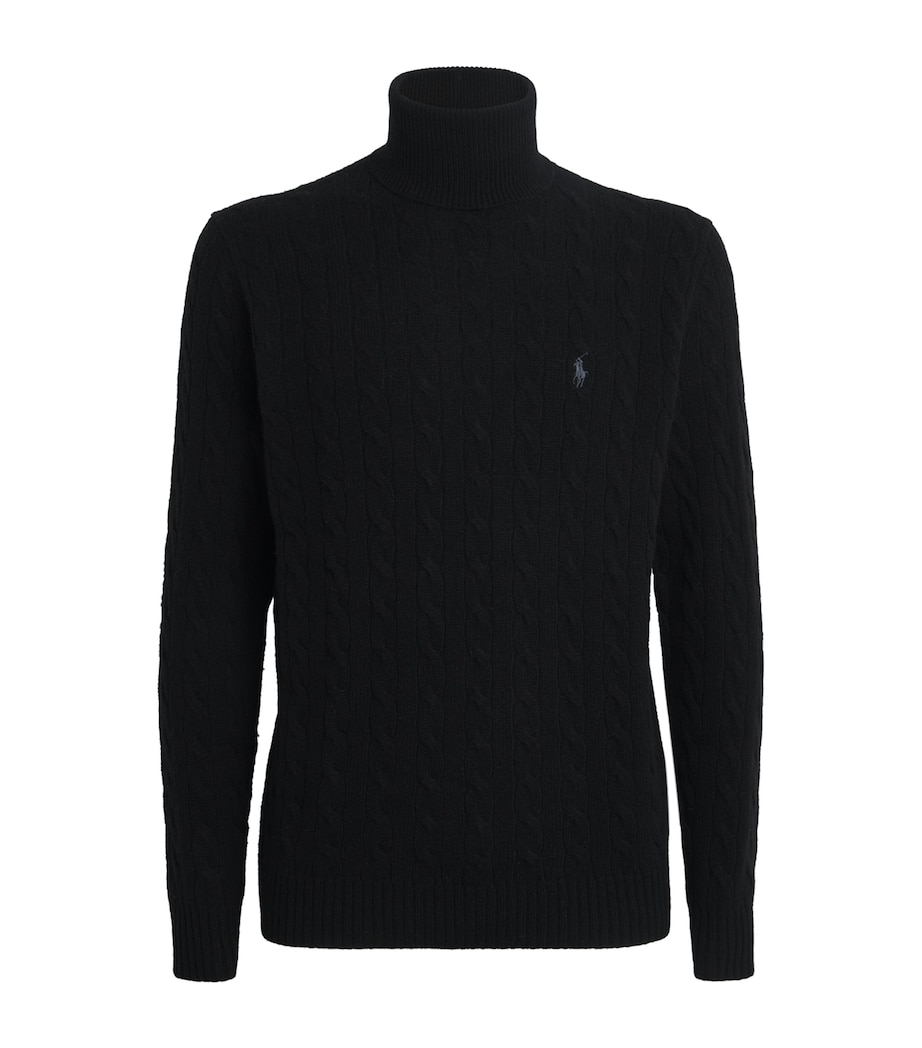 Wool-Cashmere Cable-Knit Rollneck Sweater BLACK Image 1