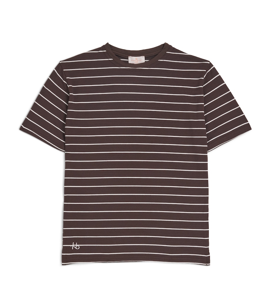 Homebody Kids Stripe Pyjama Top (4-16 Years) Coffee Bean Stripe Image 1