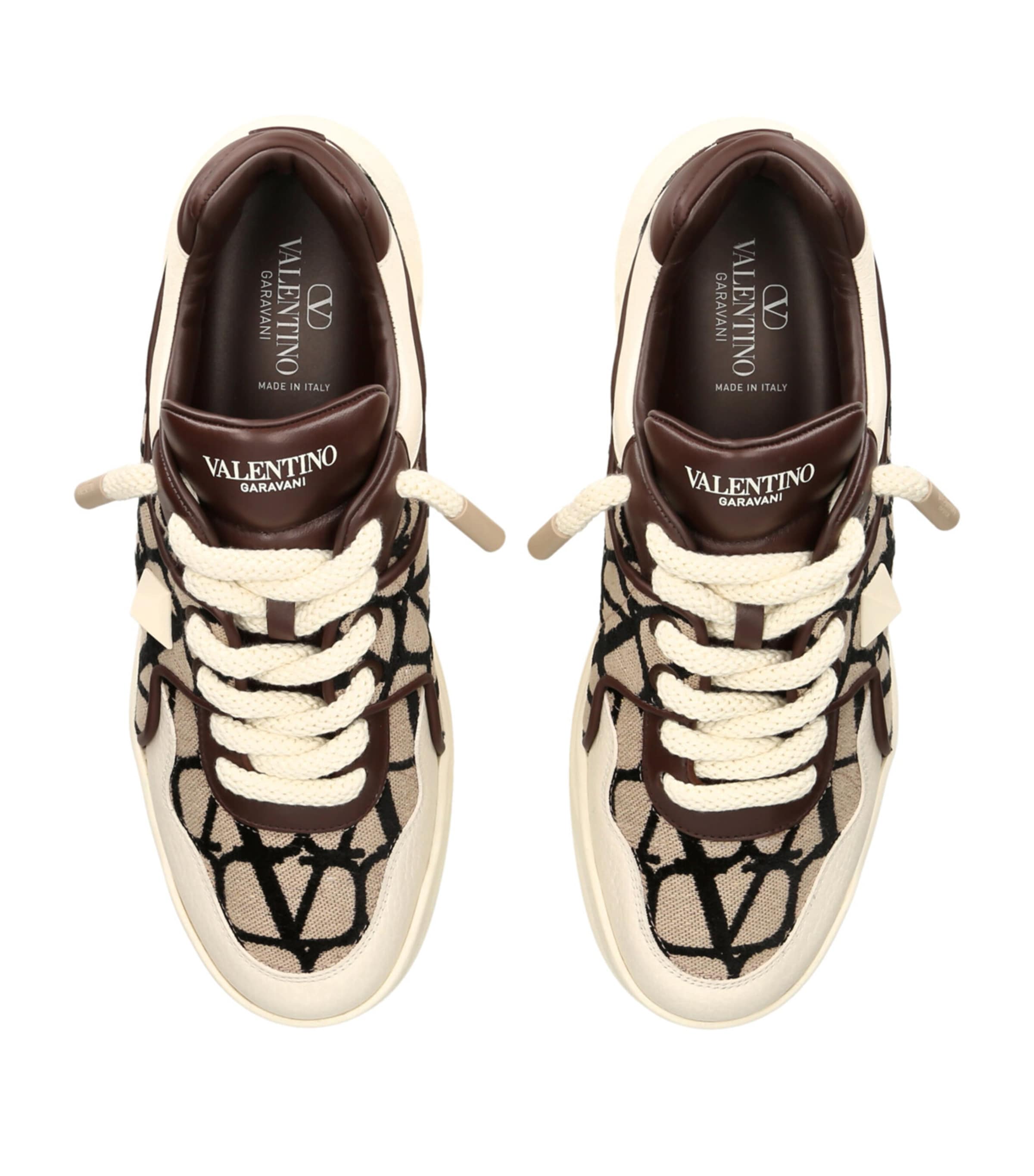 Valentino Garavani Beige One Stud XL Sneakers Harrods UK
