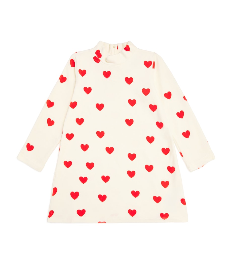 Organic Cotton Velour Hearts Dress 10WHITE Image 1