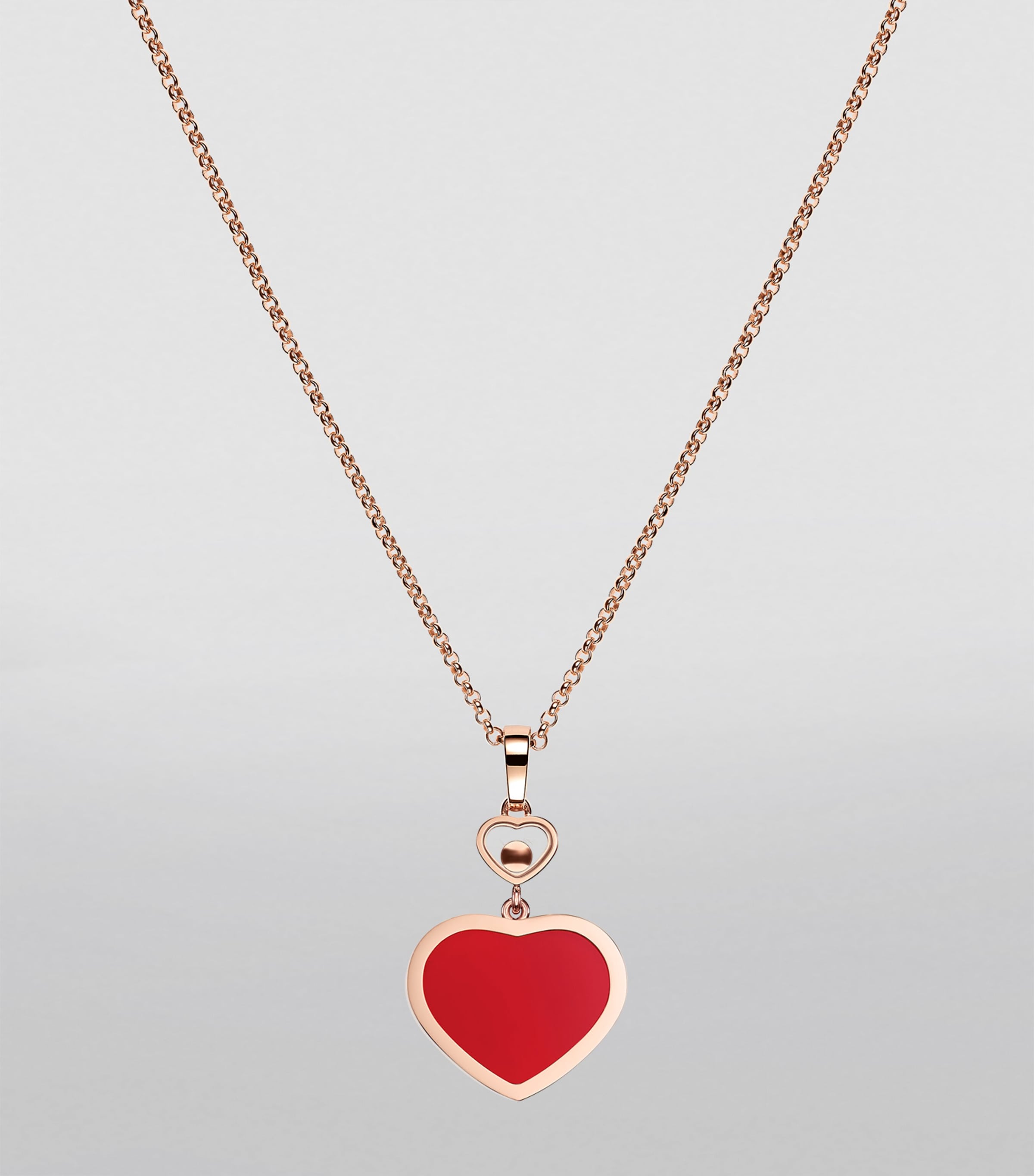 Rose Gold, Carnelian and Diamond Happy Hearts Pendant 18K ROSE GOLD Image 2
