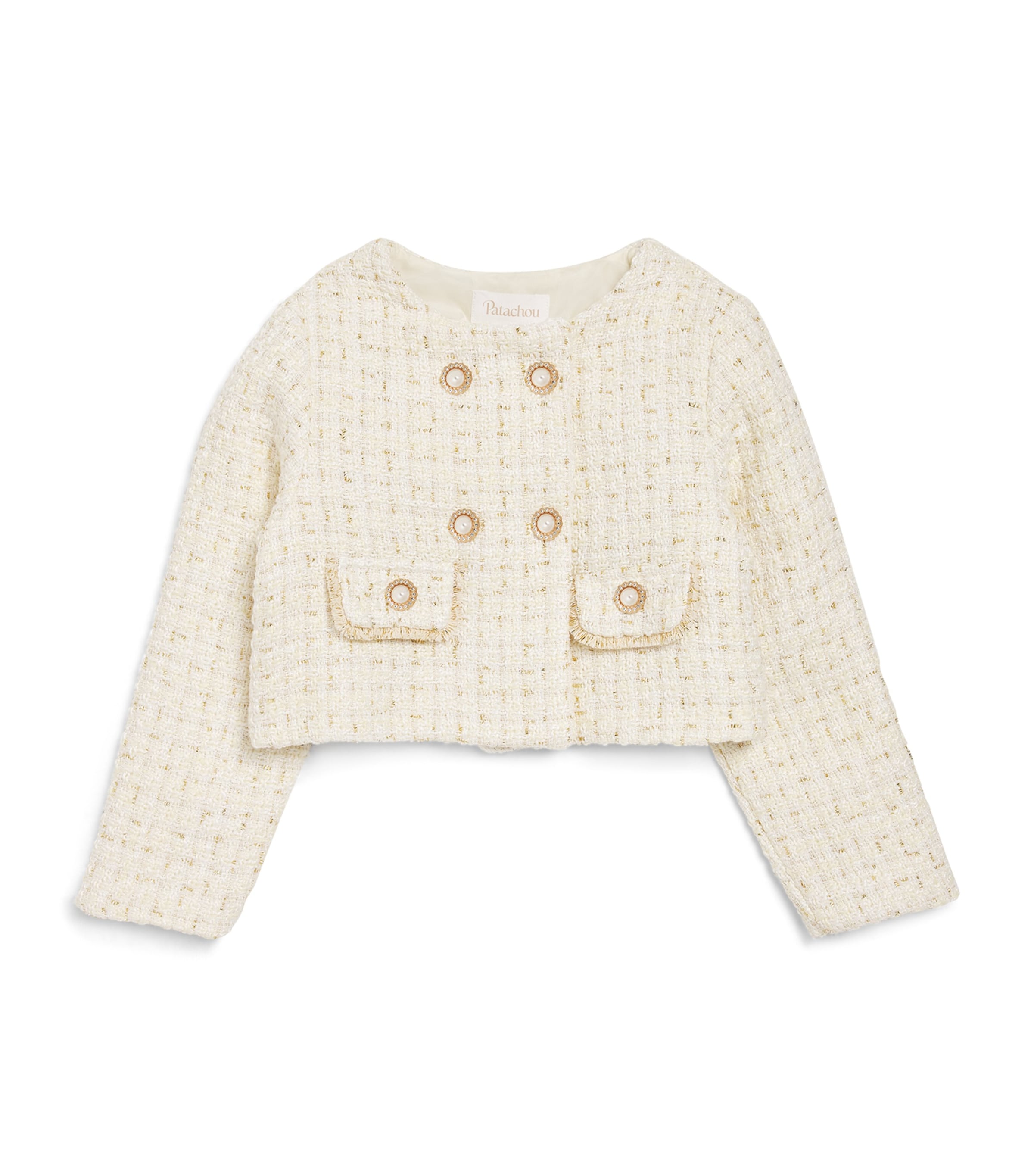 Patachou Kids' Tweed Jacket In Gold