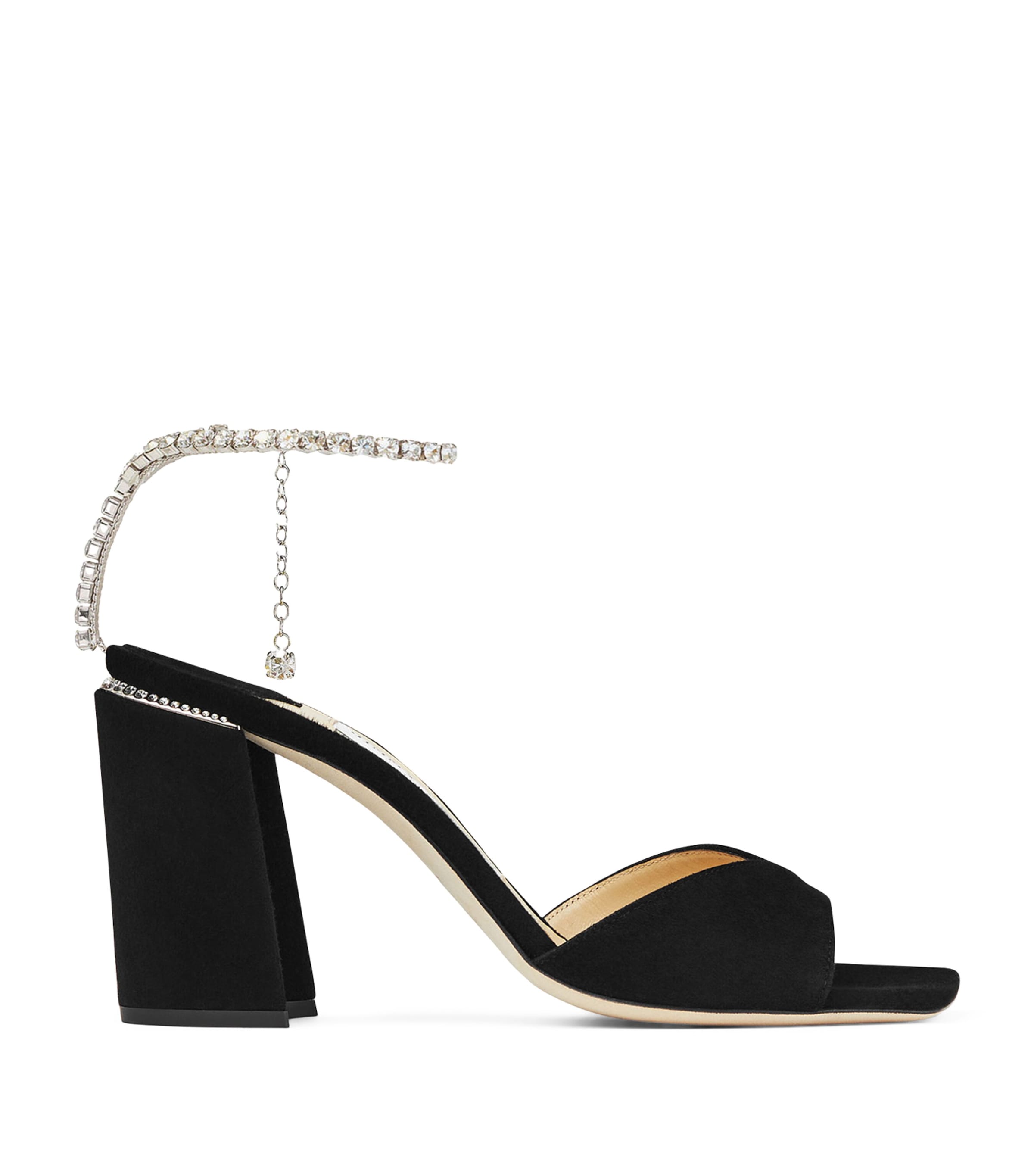 Jimmy Choo Saeda 85 Suede Sandals In White