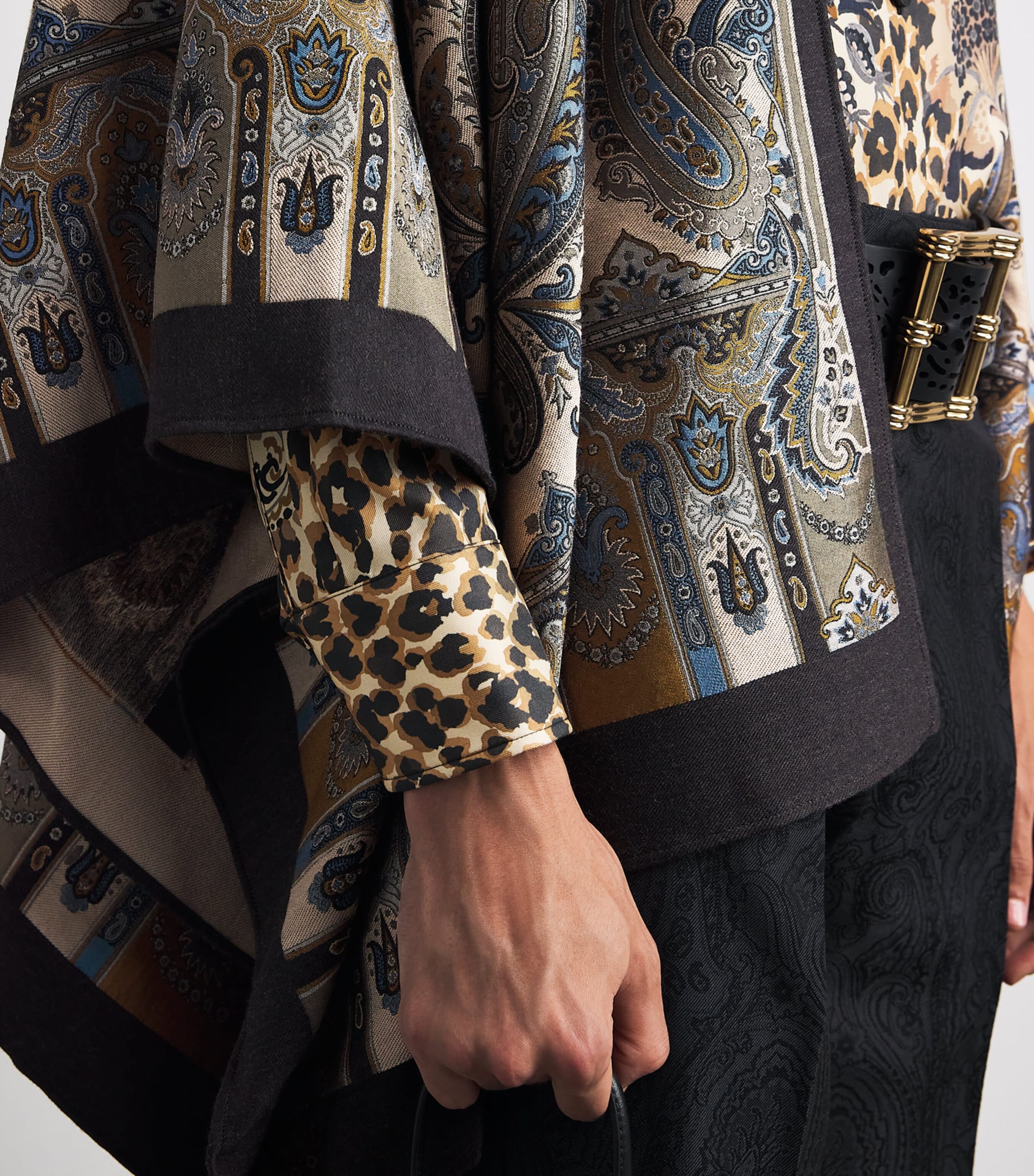 Etro Womens Wool-Blend Paisley Cape Print/beige Bs Image 3