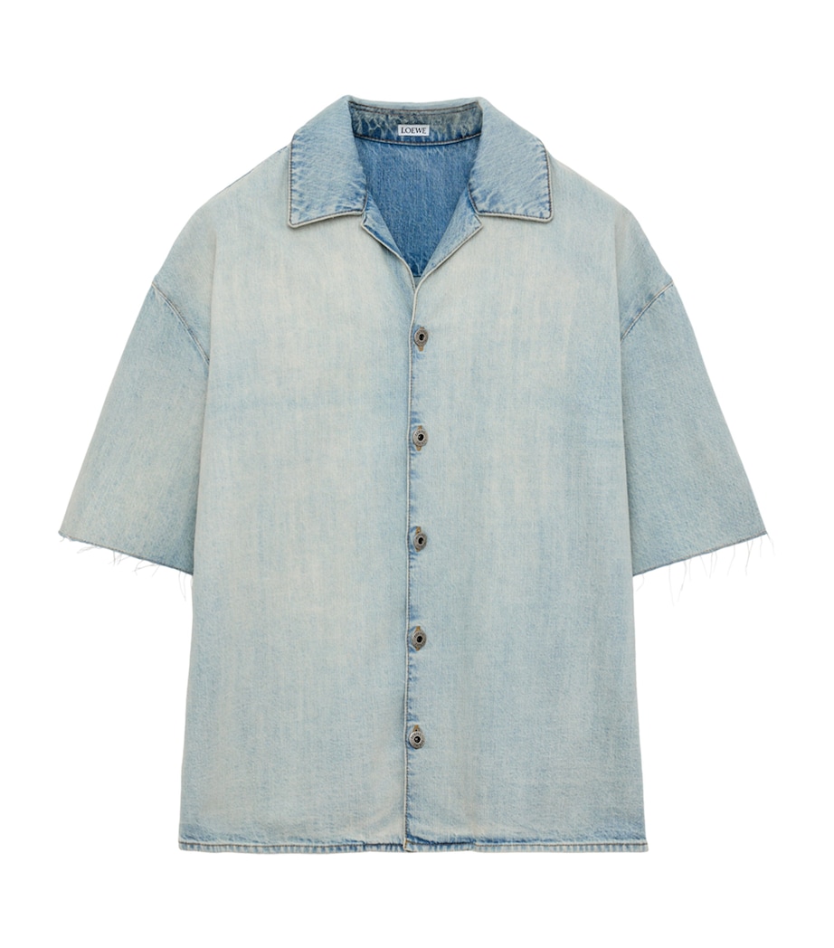 LOEWE Mens ANAGRAM SHORT SLEEVE SHIRT. Washed Blue Image 1