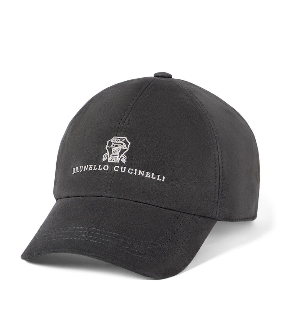 Brunello Cucinelli Suede Crest Baseball Cap Image 1