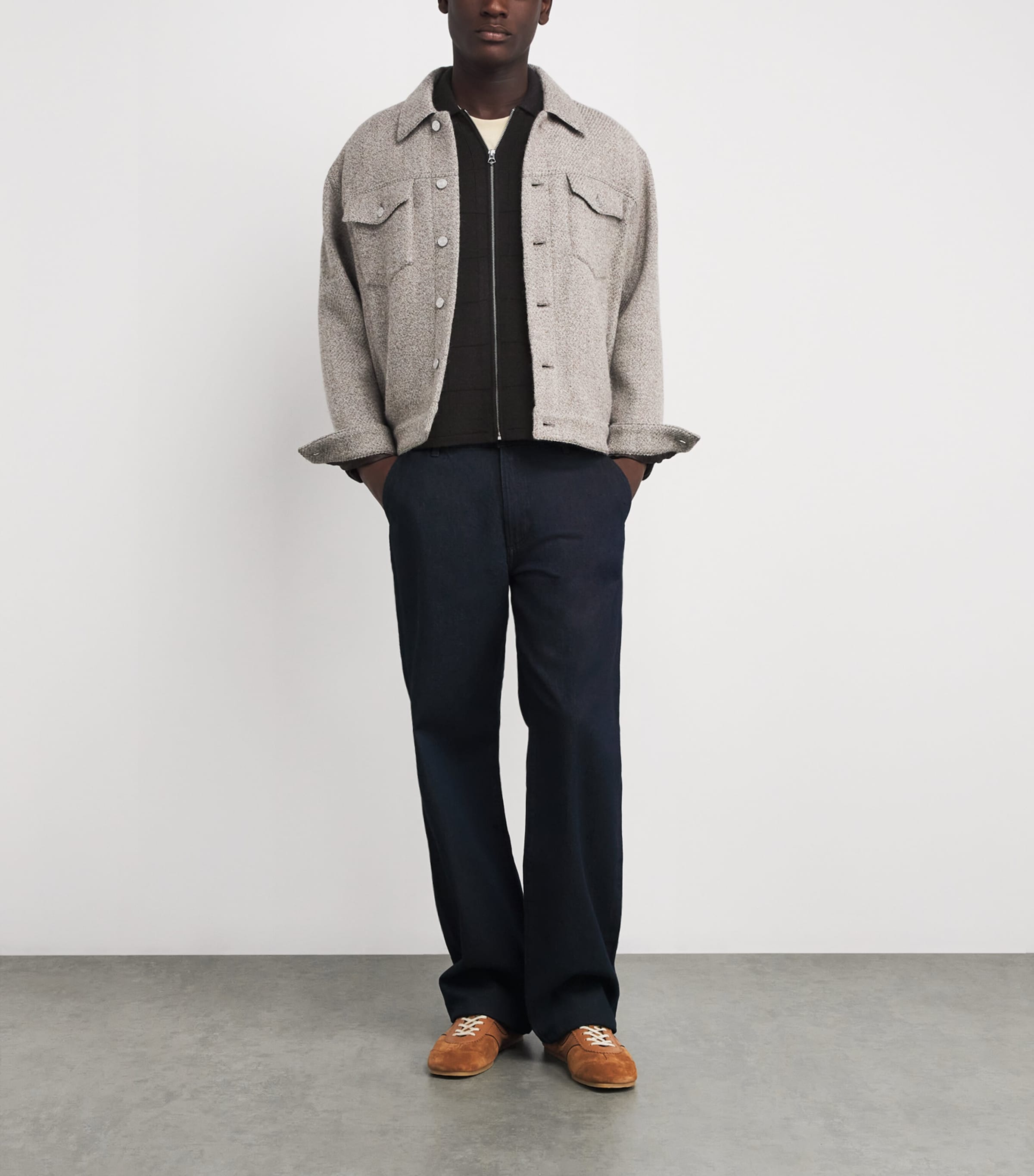 Wool Melrose Zip-Up Cardigan BROWN Image 2