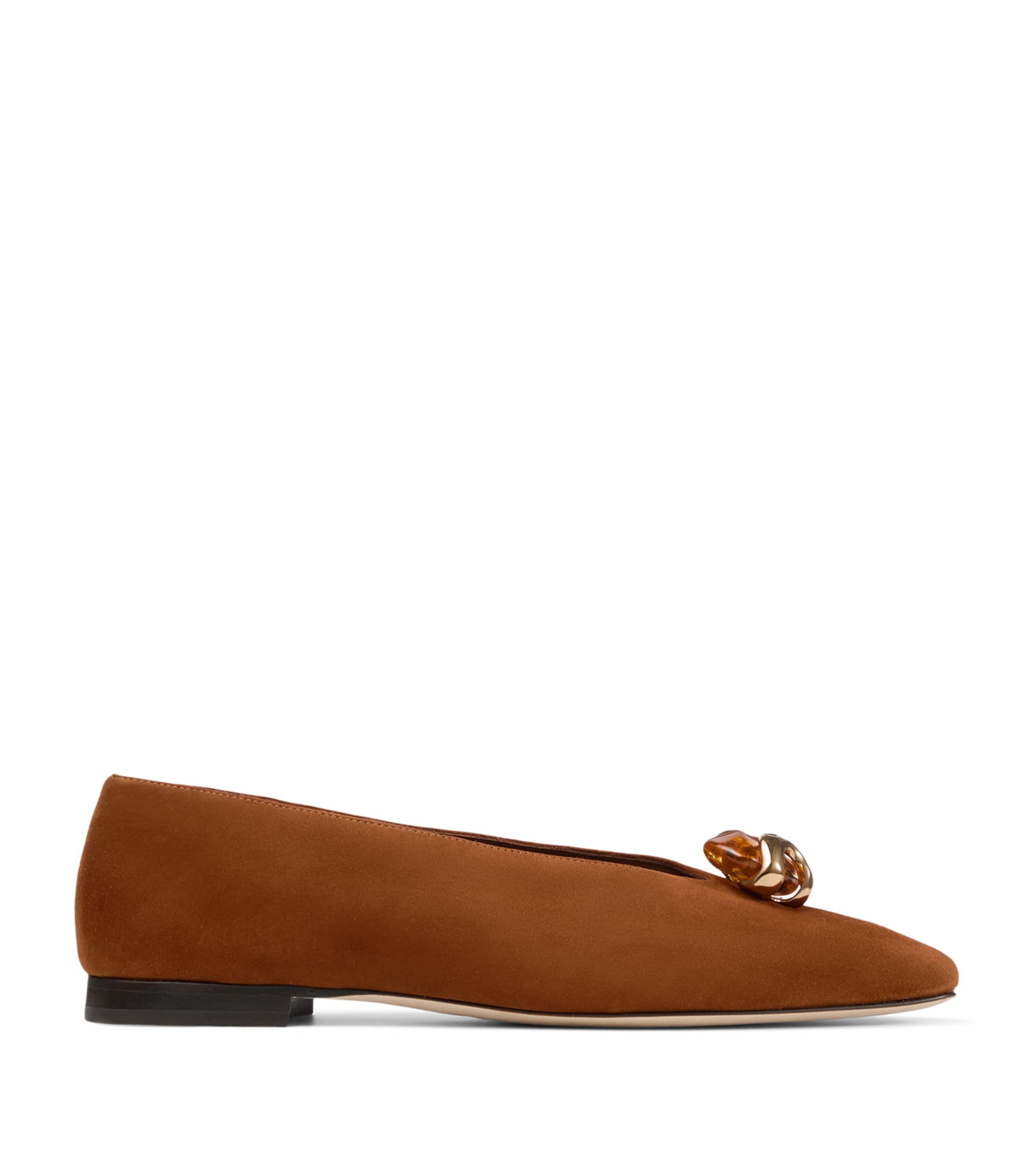 Jimmy Choo Womens Margot Suede Ballet Flats Tan/amber Image 1