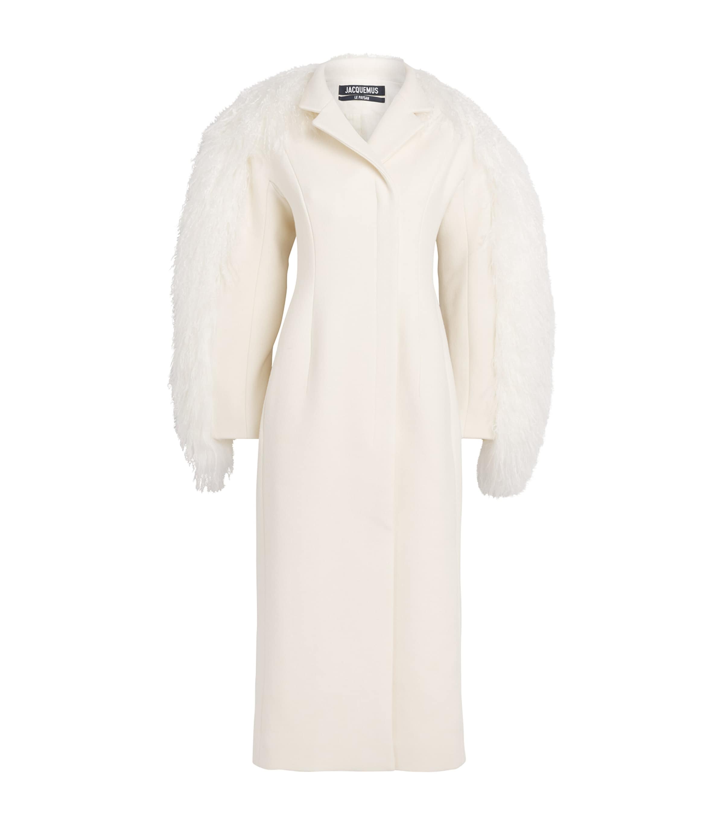 Jacquemus Virgin Wool Boa Coat In White
