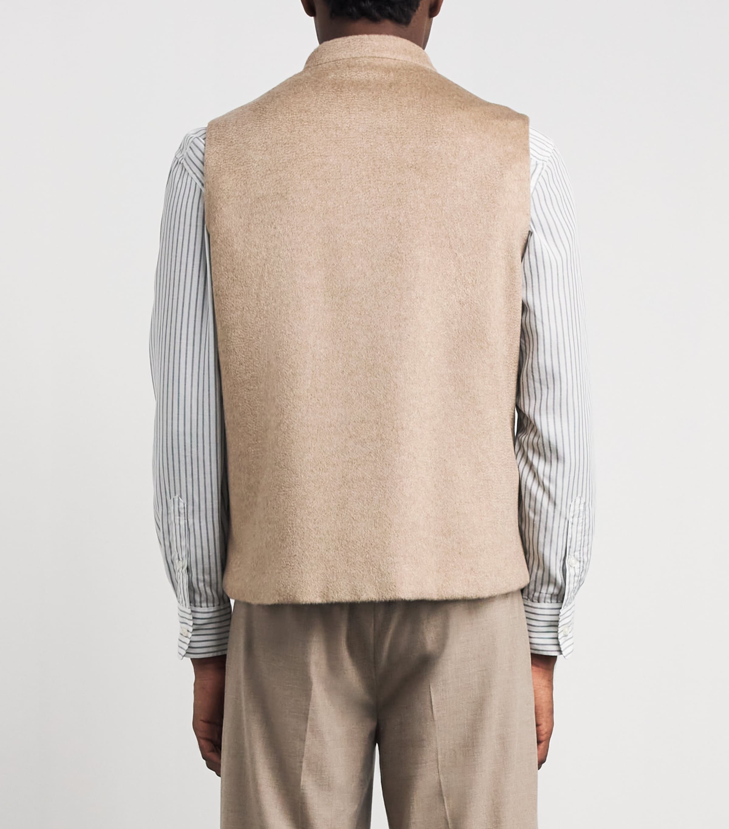 Alan Scott Mens Cashmere-Blend Zibeline Gilet Natural Image 5