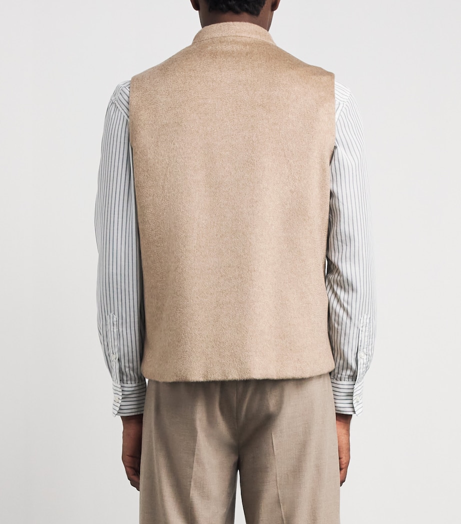 Alan Scott Mens Cashmere-Blend Zibeline Gilet Natural Image 5